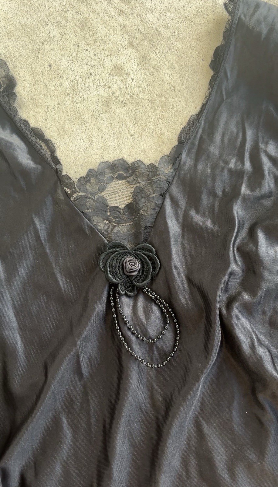 Vintage 1980s Shirley Of Hollywood Lace Lingerie Top Beaded Whimsygoth