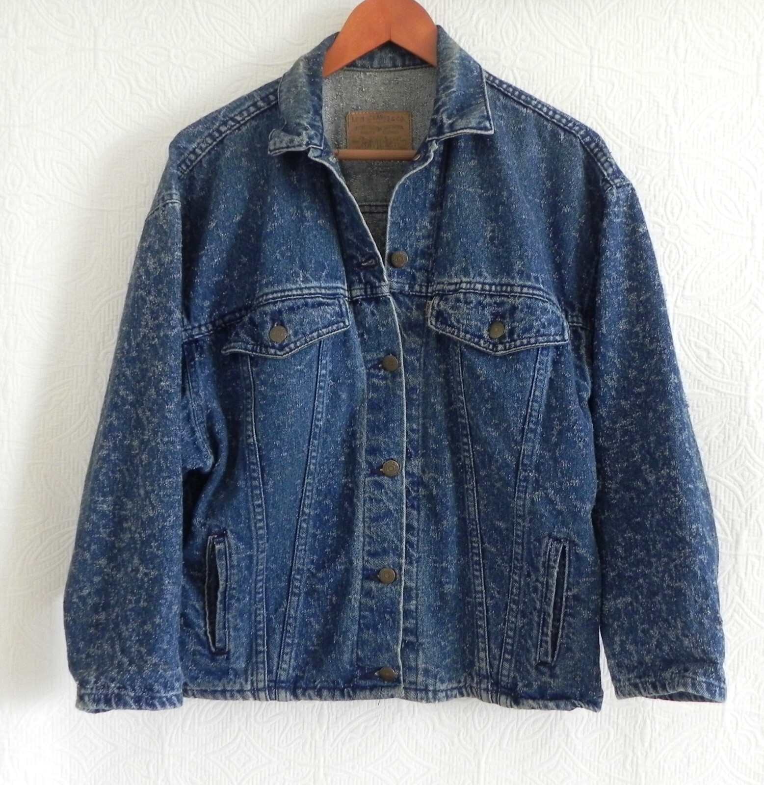 Levis One of a Kind Trucker Distressed Denim Native Chief Hand Painted Size L