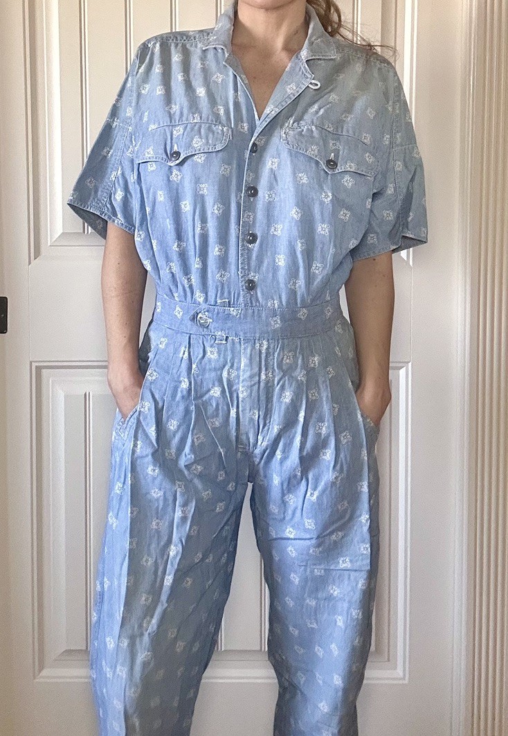 Vintage 80s/90s Liz Wear Cotton Chambray Jump Suit Size S
