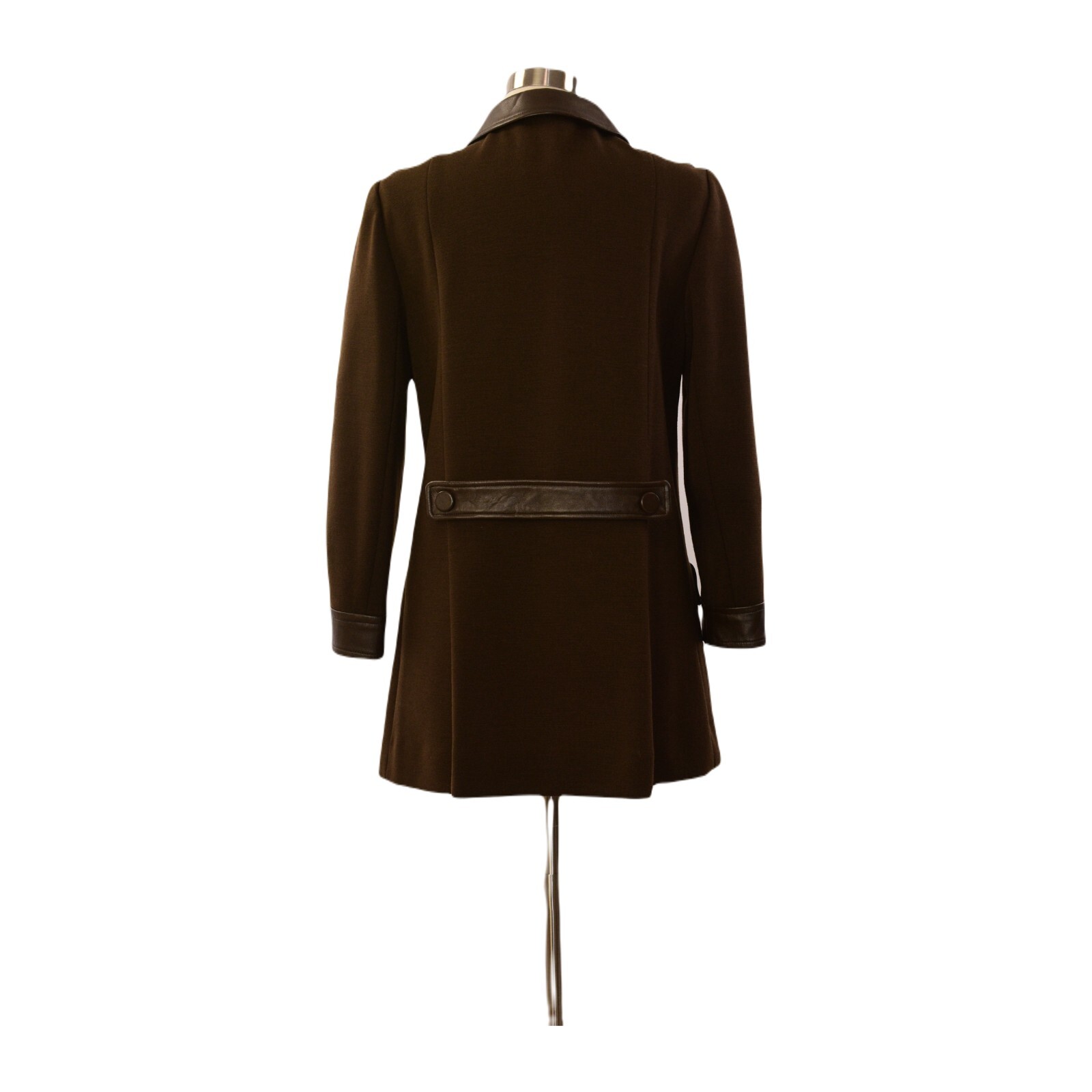 Butte Knit Chocolate Brown Wool & Leather Trim Jacket 70s Vintage Womens M/L