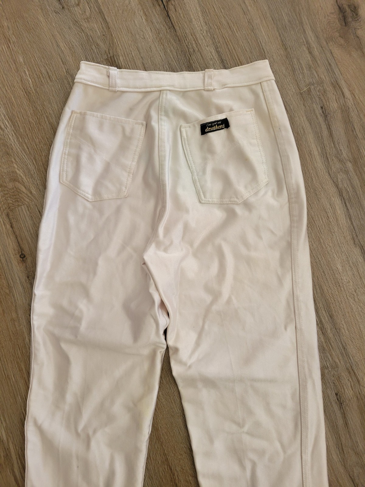 Vintage 1980s Glam Rock Shiny WHITE SPANDEX PANTS Unisex M Hair Metal Disco Punk