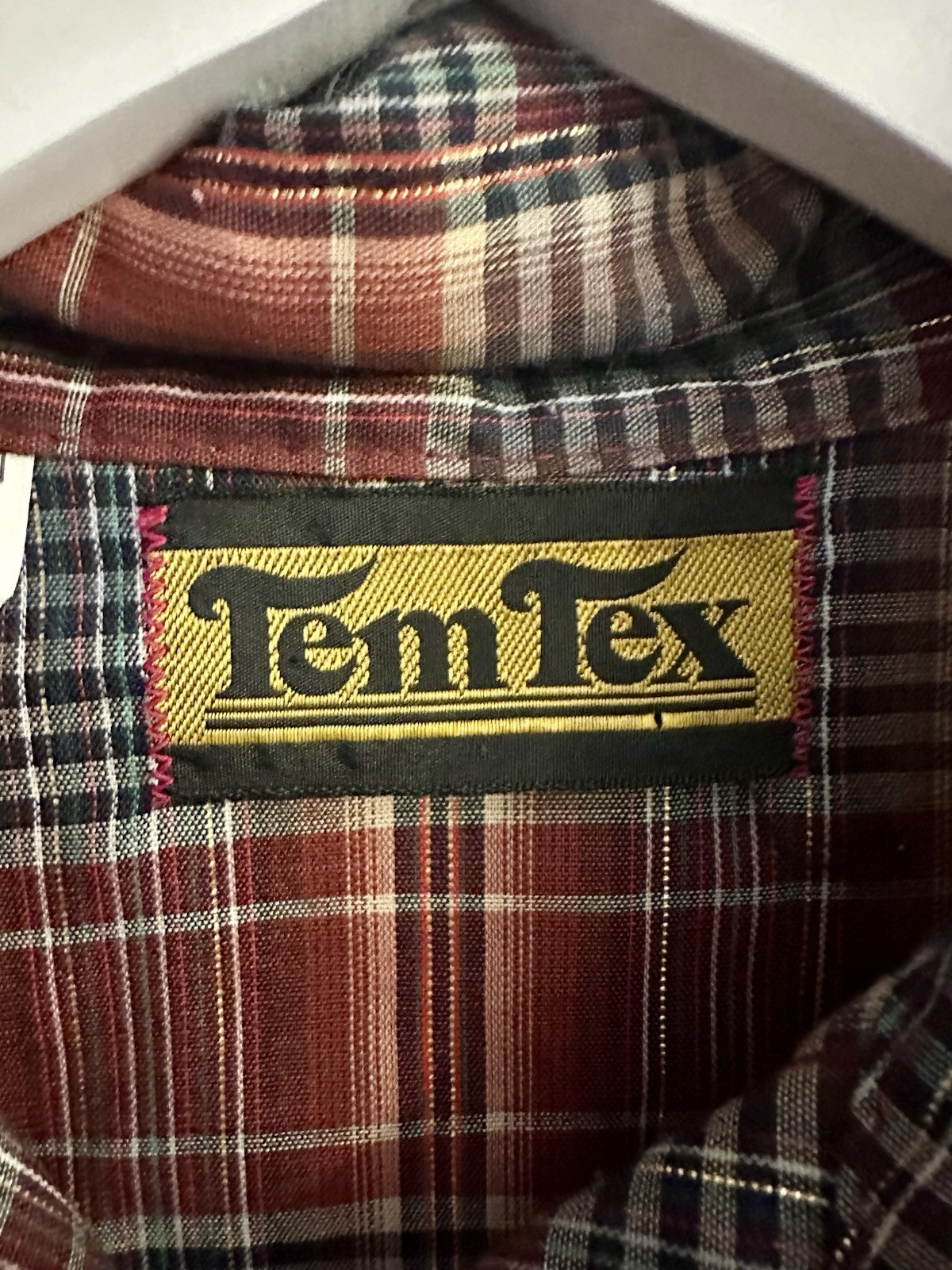 Tem Tex Vintage Western Shirt Embroidered Plaid Button Down Rodeo Cowboy Size 8