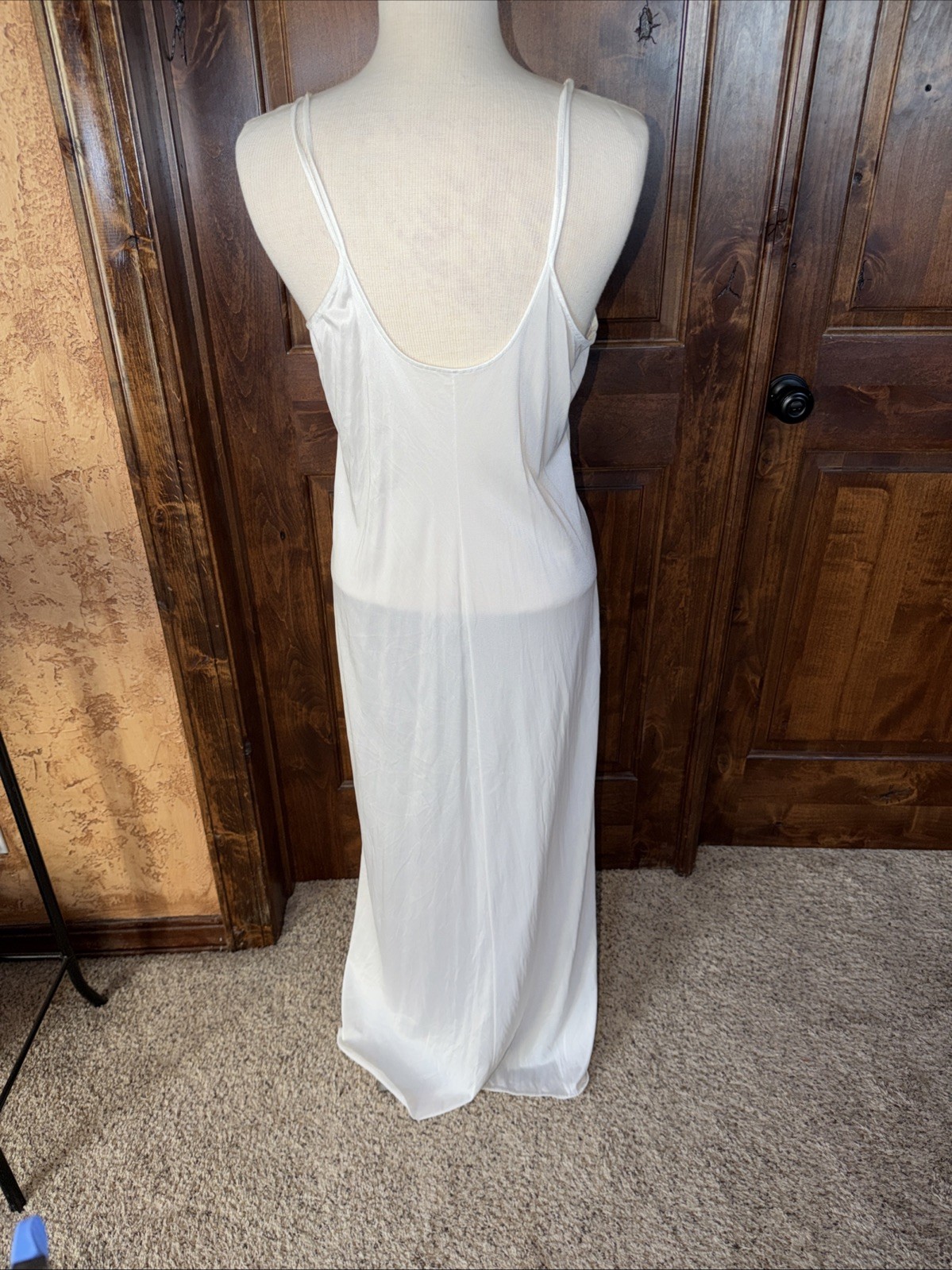 Vintage White Deep V Front Full Length Nightgown Size Small See Measurements