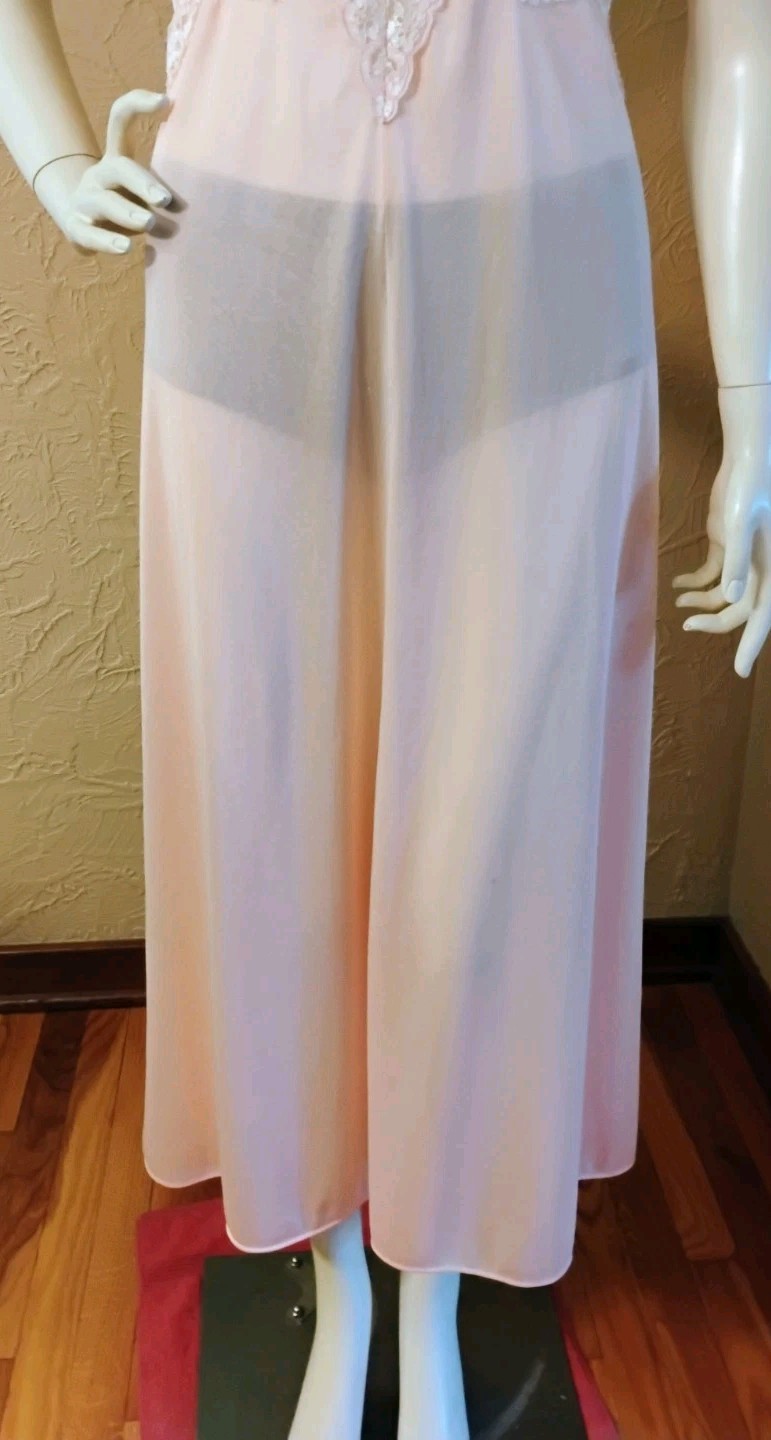 VTG 70’s „Jill Andrea of NY” Peach 100% Nylon Romantic Coquette Negligee L