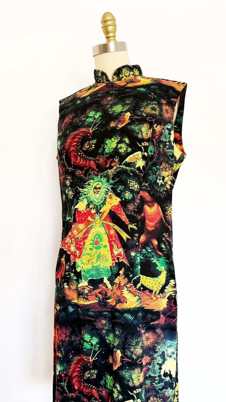 1960s Dress / 1960s Novelty Print Dress / 1960s Shift Dress / Size Large