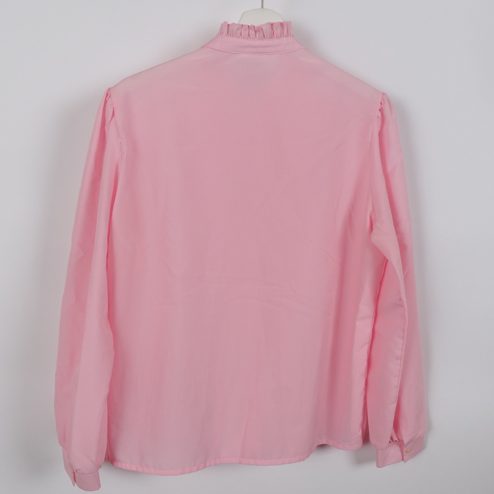 Vintage Donn Kenny Womens Large Ruffle Long Sleeve Button Modest Granny Pink