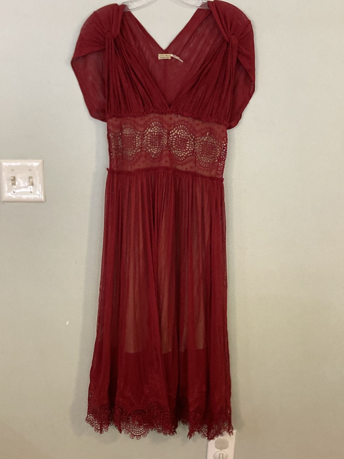Special Edition Y2K Vintage Red Lace Renaissance maiden dress Size 4 Silk