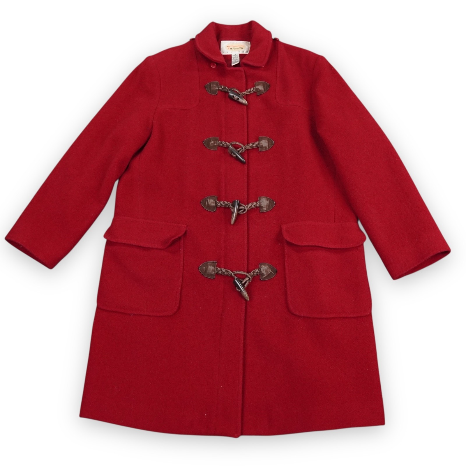 VTG Talbots Wool Toggle Duffel Coat Womens 6 Red Petite Removable Hood Gorpcore