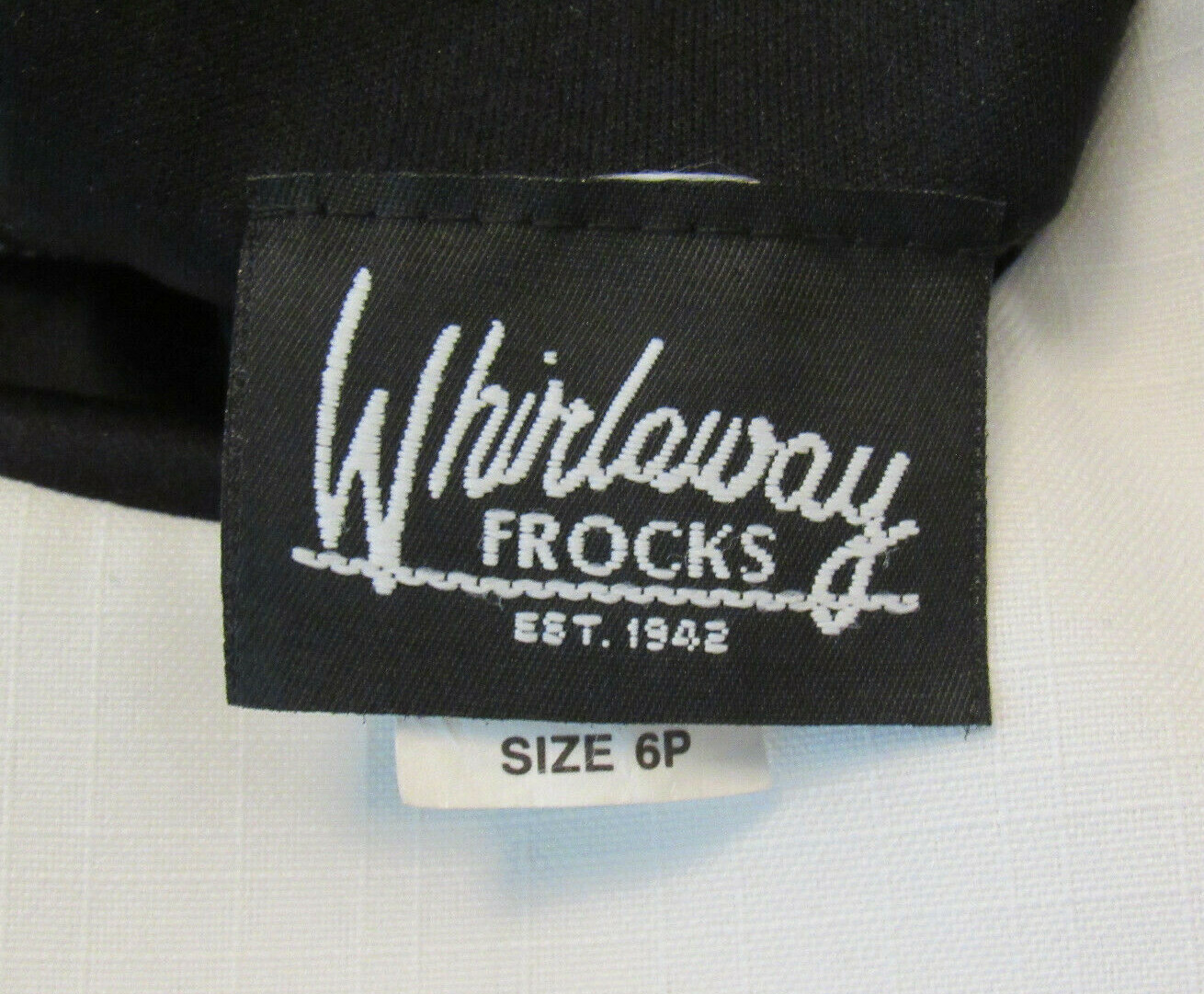 VTG 1960s WHIRLAWAY FROCKS BLACK DRESS & BELT SIZE 6P WHITE COLLAR POLY