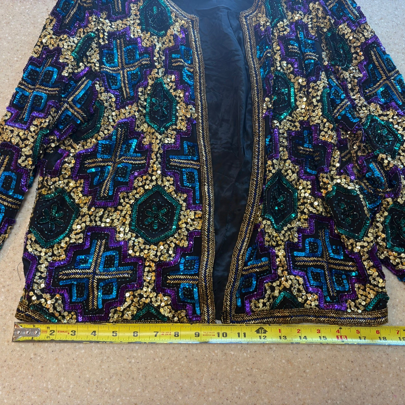 Vintage Brilliante by J.A. Beaded and Sequin Jacket Multicolor Party Style Gold