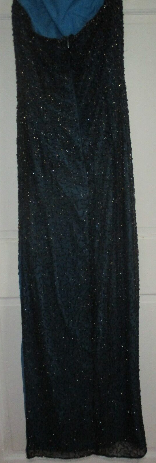 Vintage Andretta Donatello Green Silk Beaded Strapless Size S Gown Dress Slit