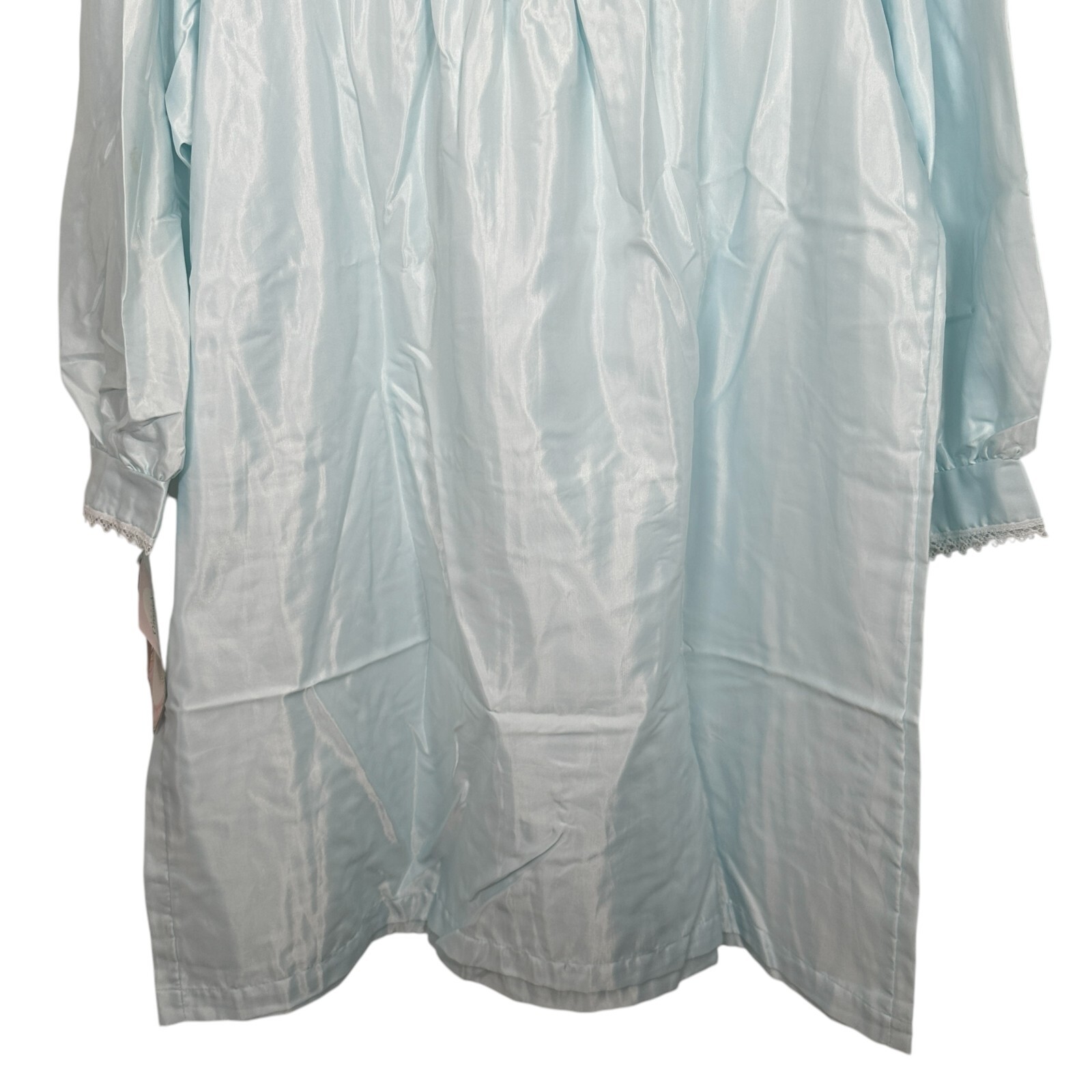 Barbizon Vintage 70s Blue Satin Super Cuddleskin Nightgown Size 1X With TAGS