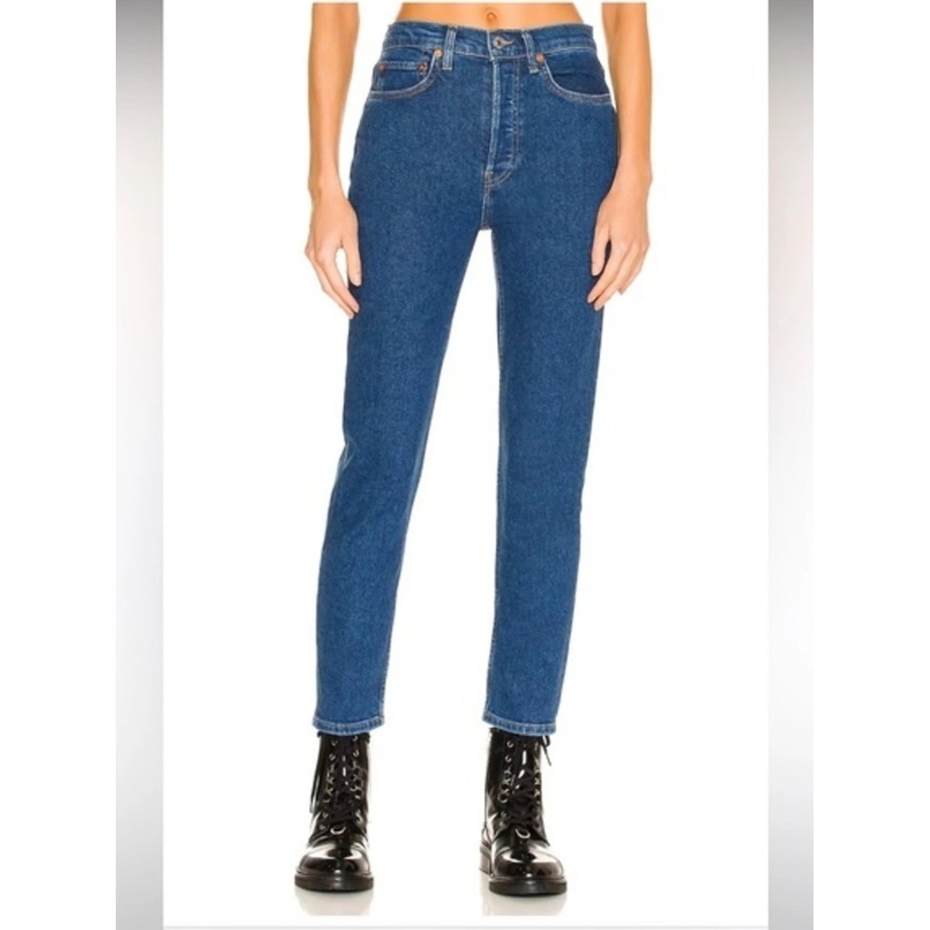 NWT Re/Done 90s High Rise Ankle Crop Denim Jeans Western Rinse Size 24