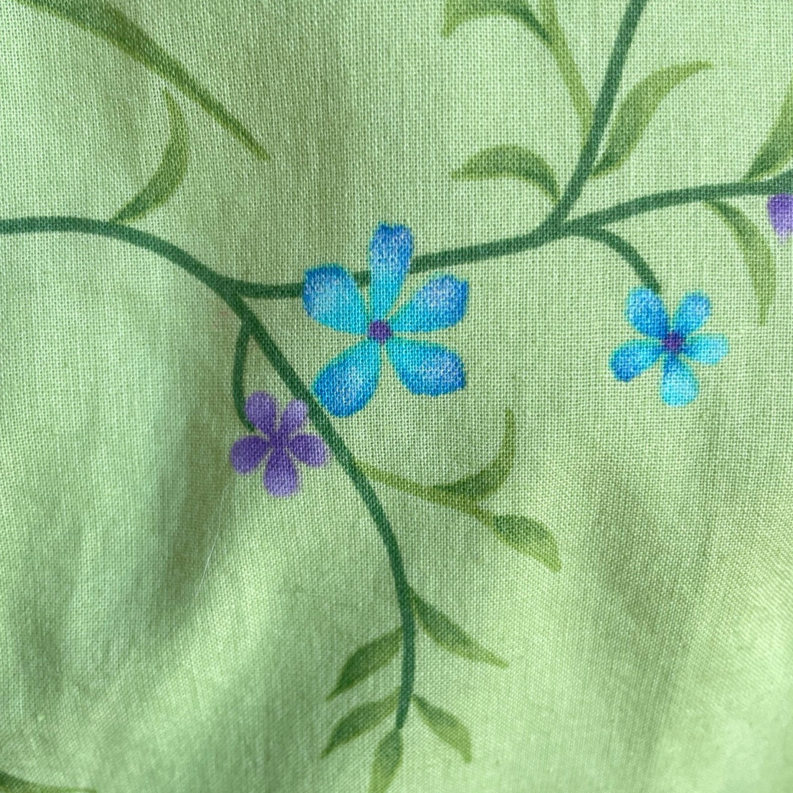 Vintage Floral Cotton Dress Size Small 1990s Green Flower Pattern Sheath
