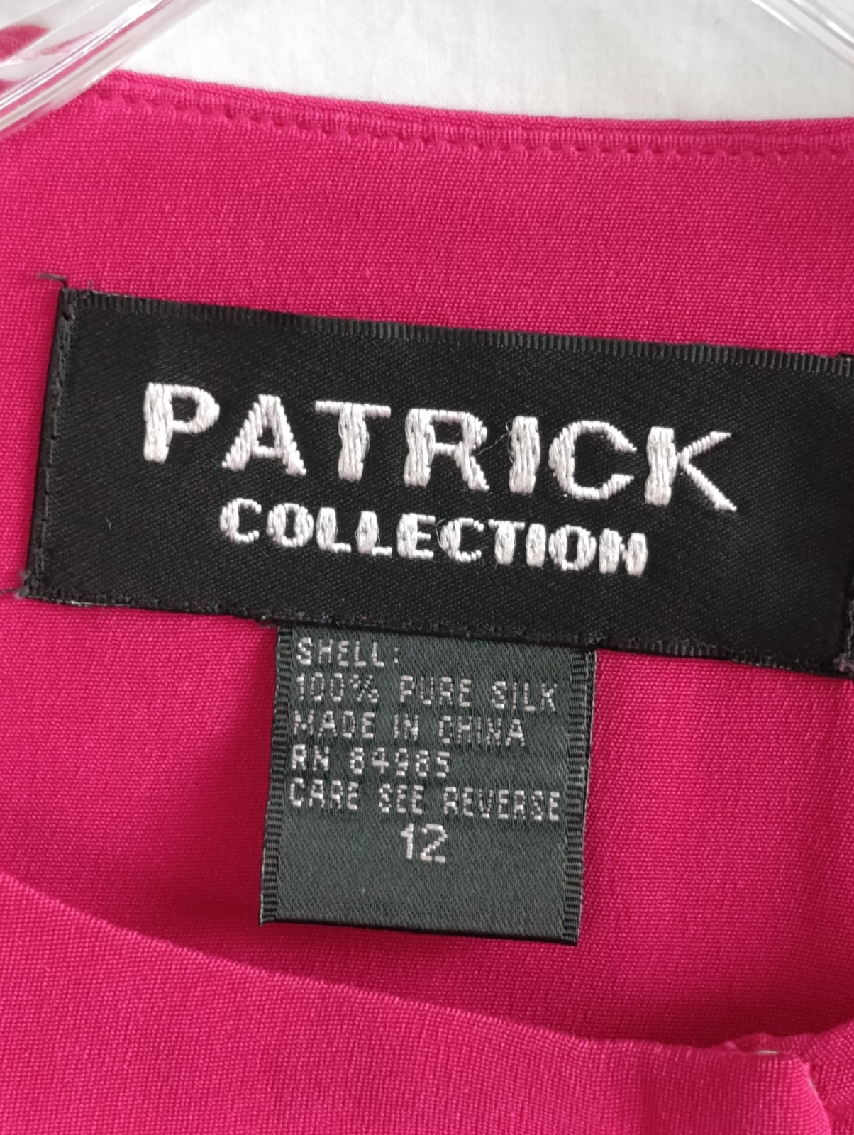 Vintage Patrick Collection 100% Pure Silk Pink Dress Button Up Pockets Size 12