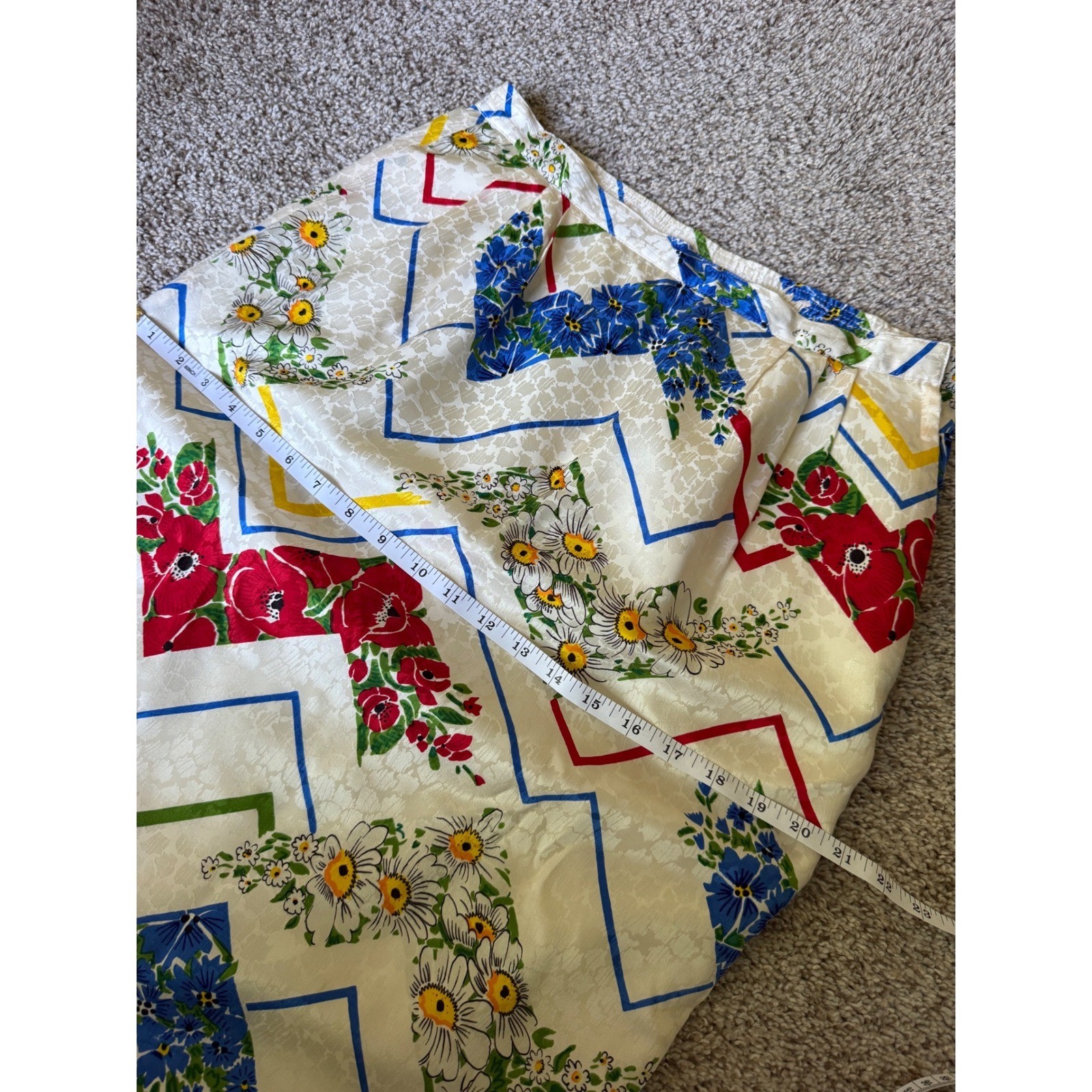 Vintage 3pc Silk Skirt Sweater Scarf Set Floral Whimsical 80s Grandmacore
