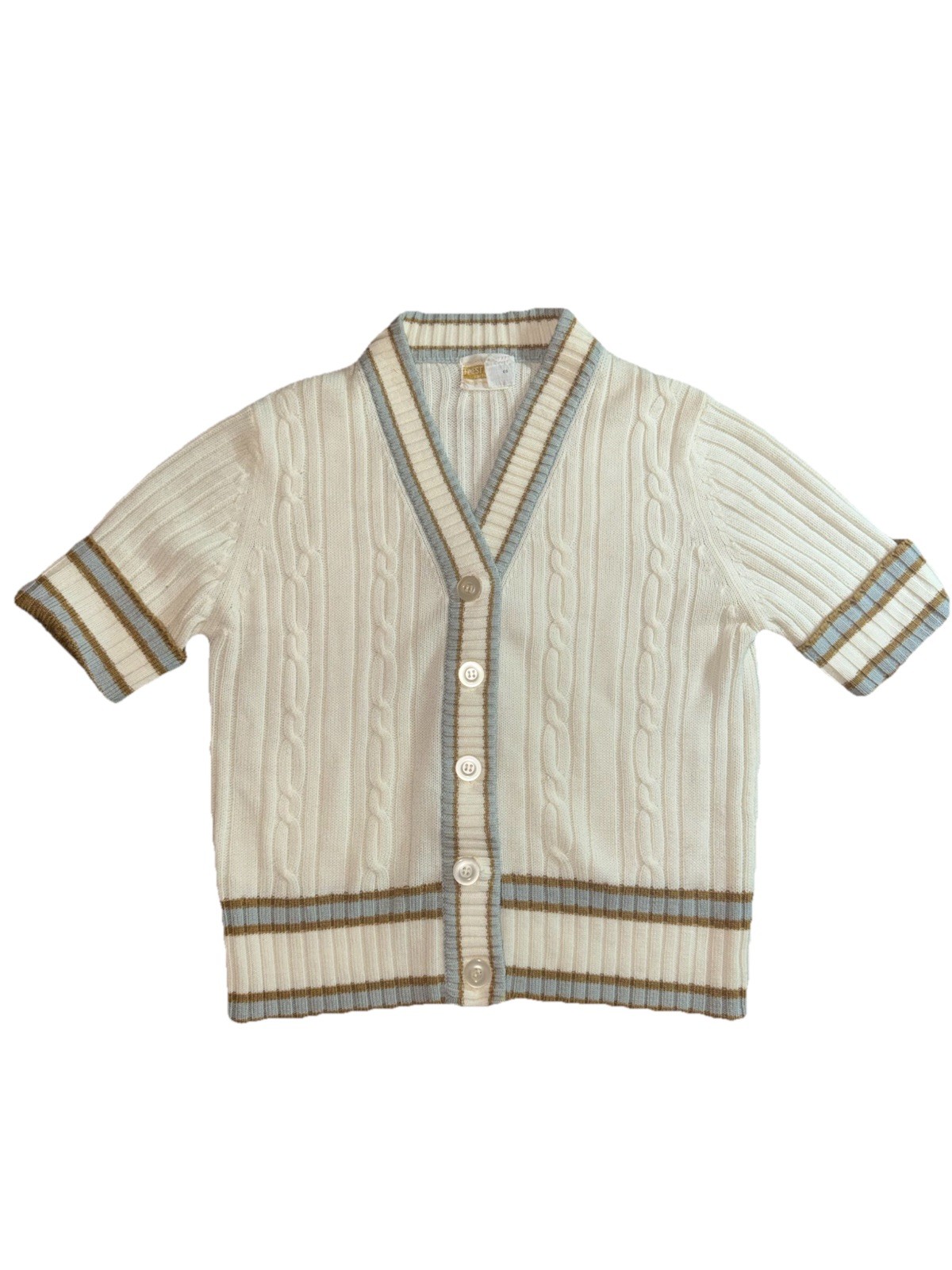 1960s Vintage Knit Cardigan Sweater Cream Tan 100% Acrylic
