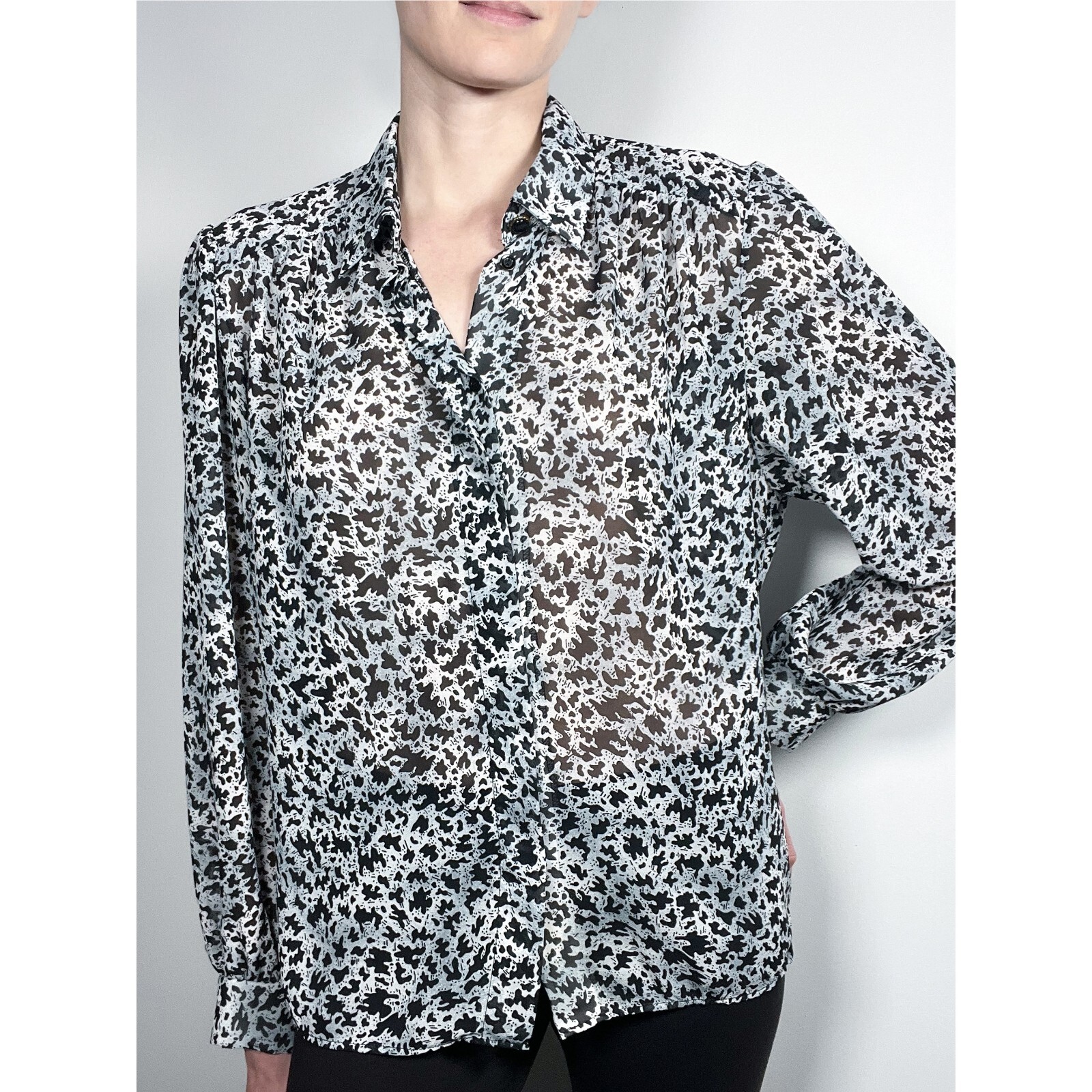 Vintage D’Allaird’s Splatter Print Sheer Blouse
