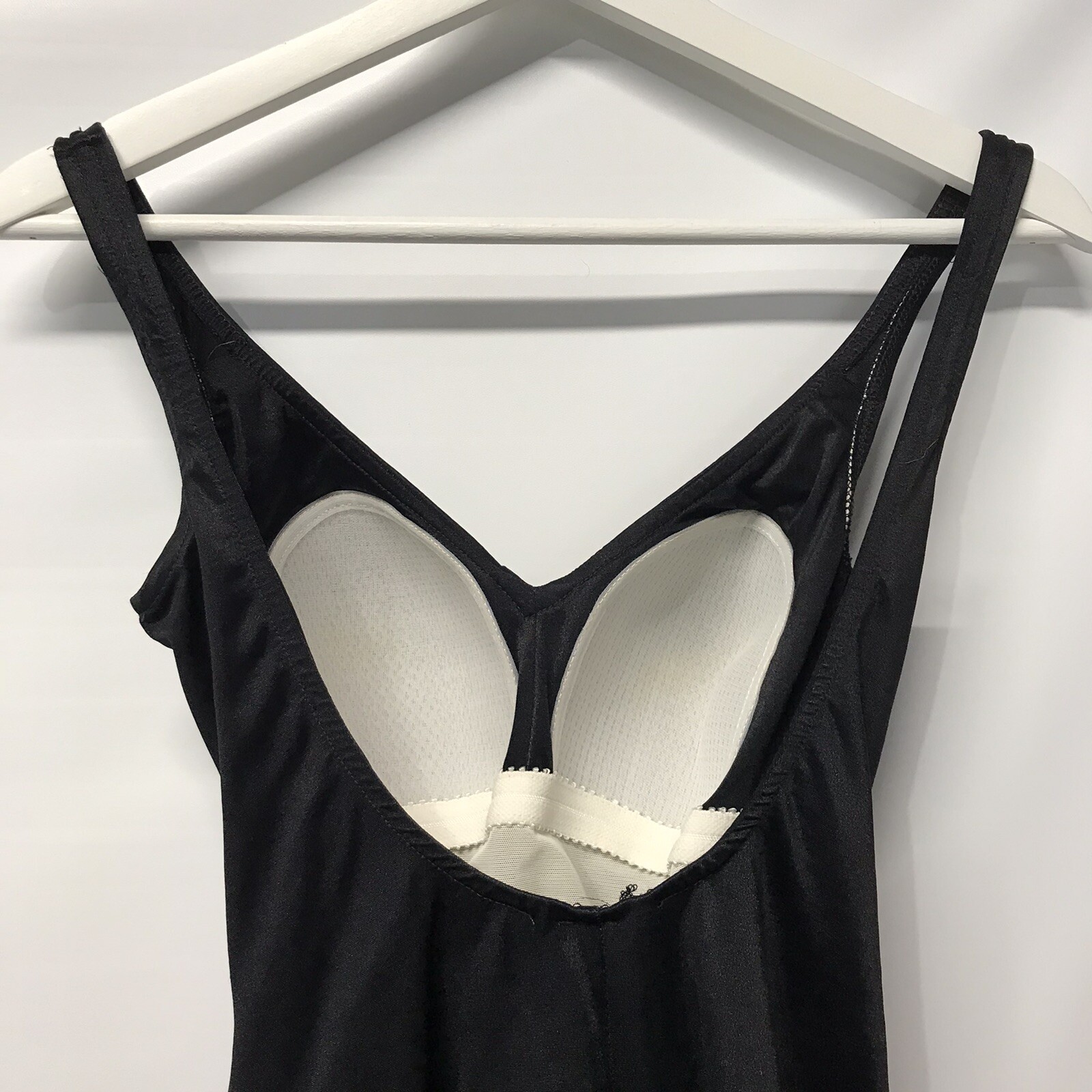 Vintage One PC Pin Up Style Black Bathing Suit Swimsuit Tummy Panel Padded SM