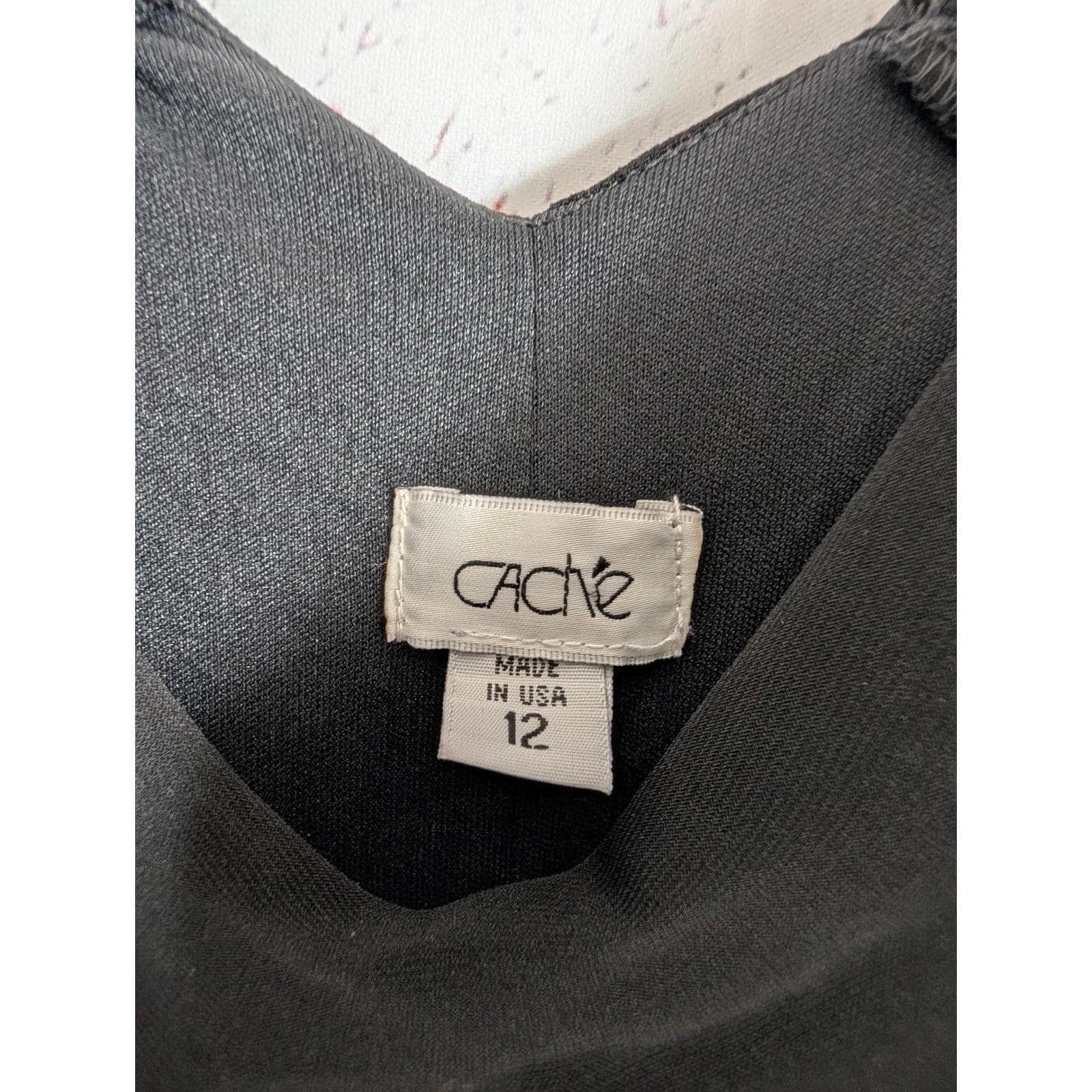 Cache Cocktail Dress Womens 12 Black Gold Chainmail Strap Vtg Made in USA