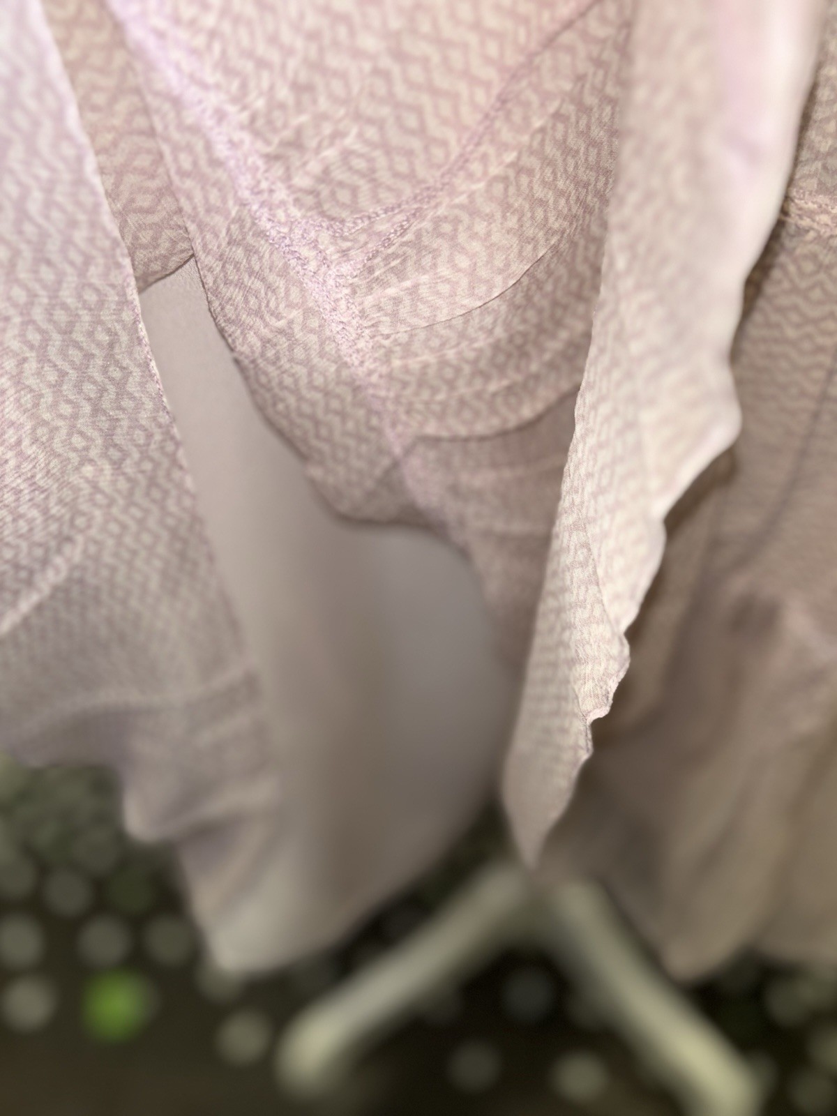 Vintage Intuitions 100% Silk Tiered Ruffle Midi Skirt Blush Pink Geometric L