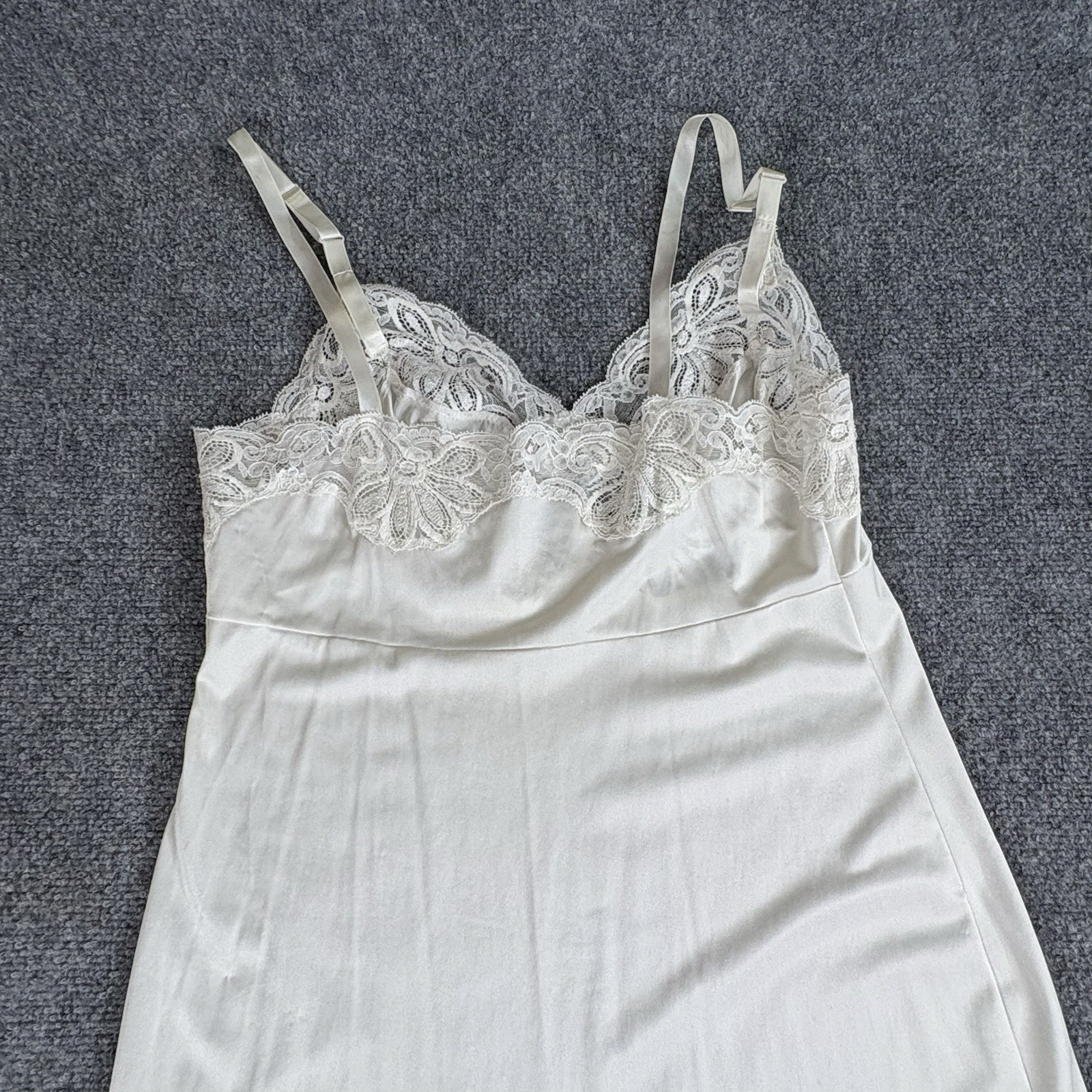 VTG 90s Shadowline Slip Dress Women 34 MS White Coquette Romantic Regency Y2K
