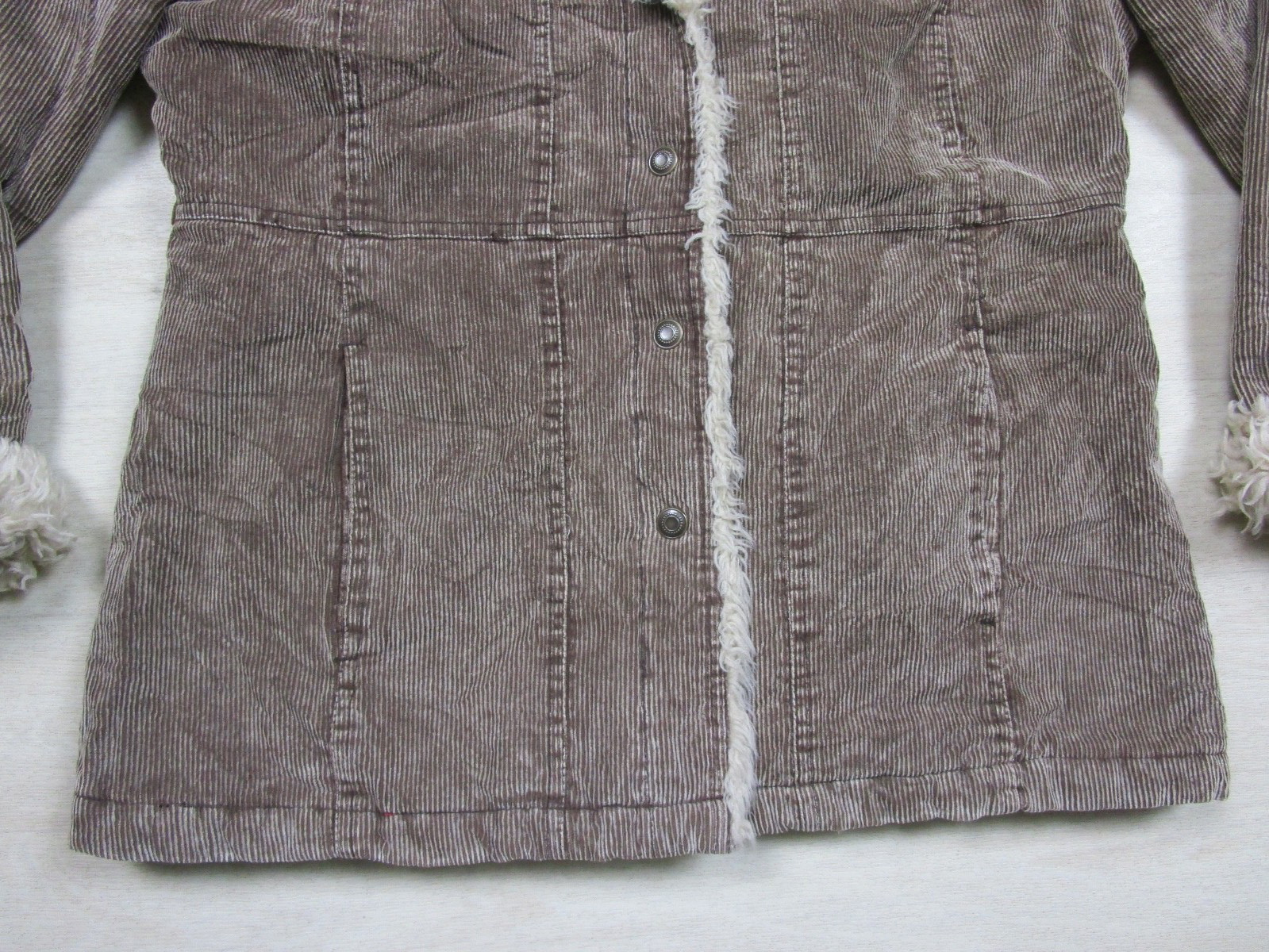 Vintage Y2K Corduroy Jacket Sherpa Faux Fur Lined Womens Size (M) Brown 2000s