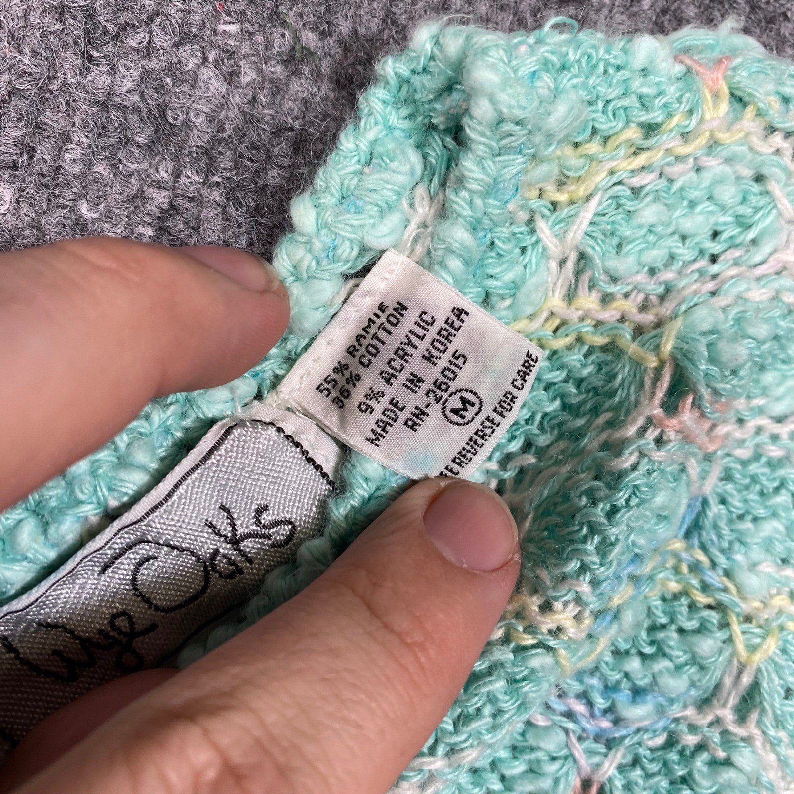 Wye Oaks Vintage Mint Green Scalloped Knit Sweater Vest Ramie Cotton Womens M