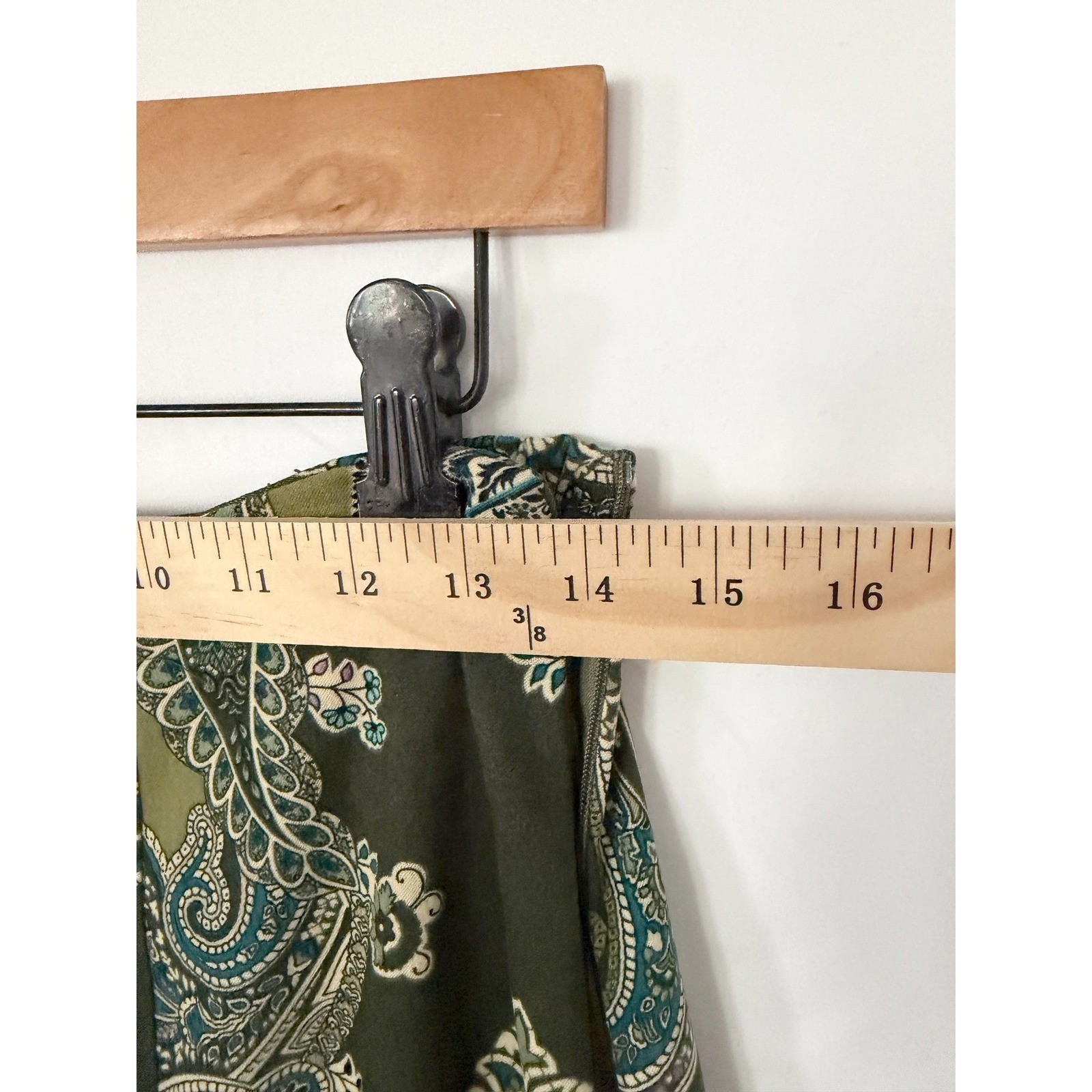 Vintage Notations Paisley Women M Green A-Line Maxi Skirt Boho Patchwork 90s Y2K