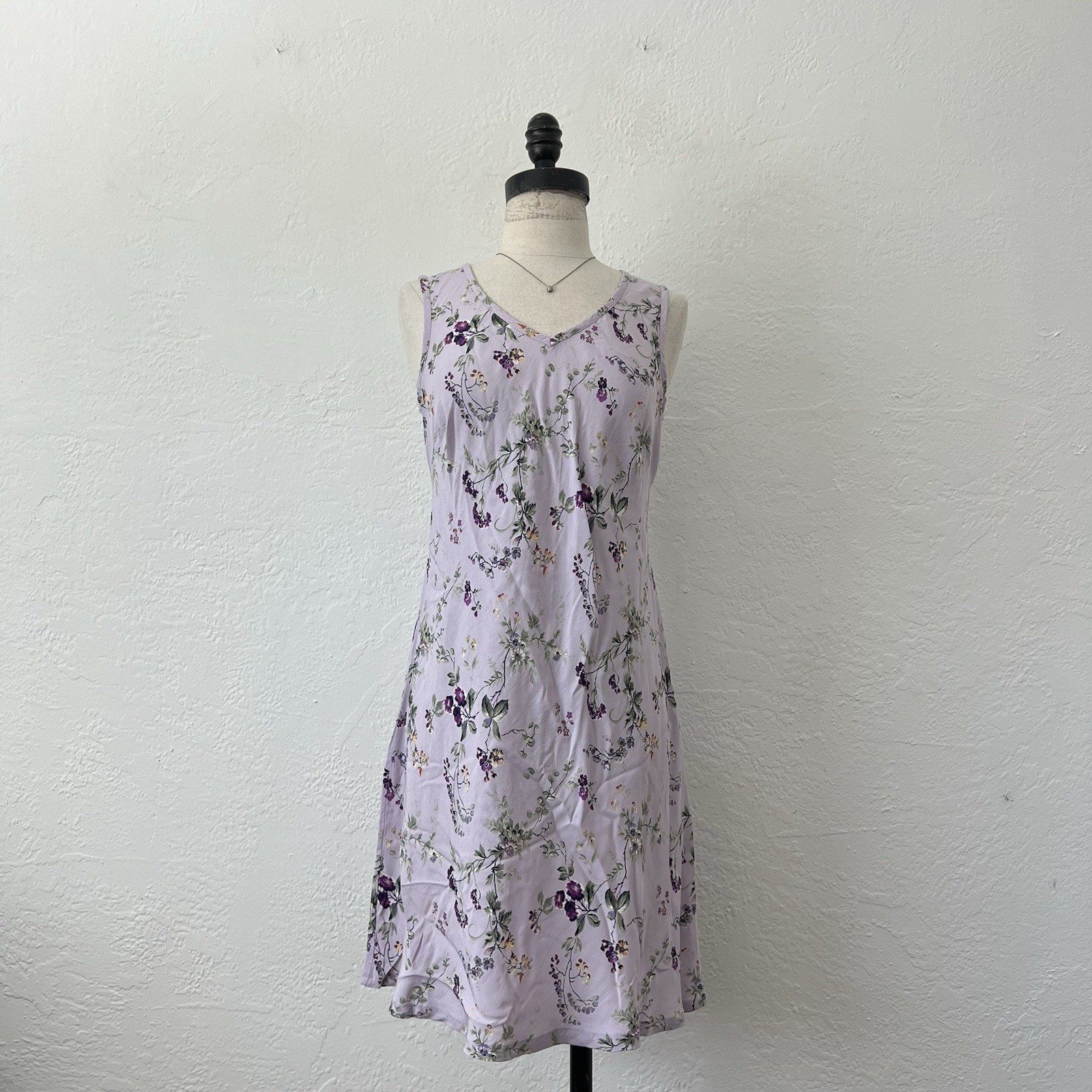 Vintage Karen Kane lavender purple floral mini dress Md