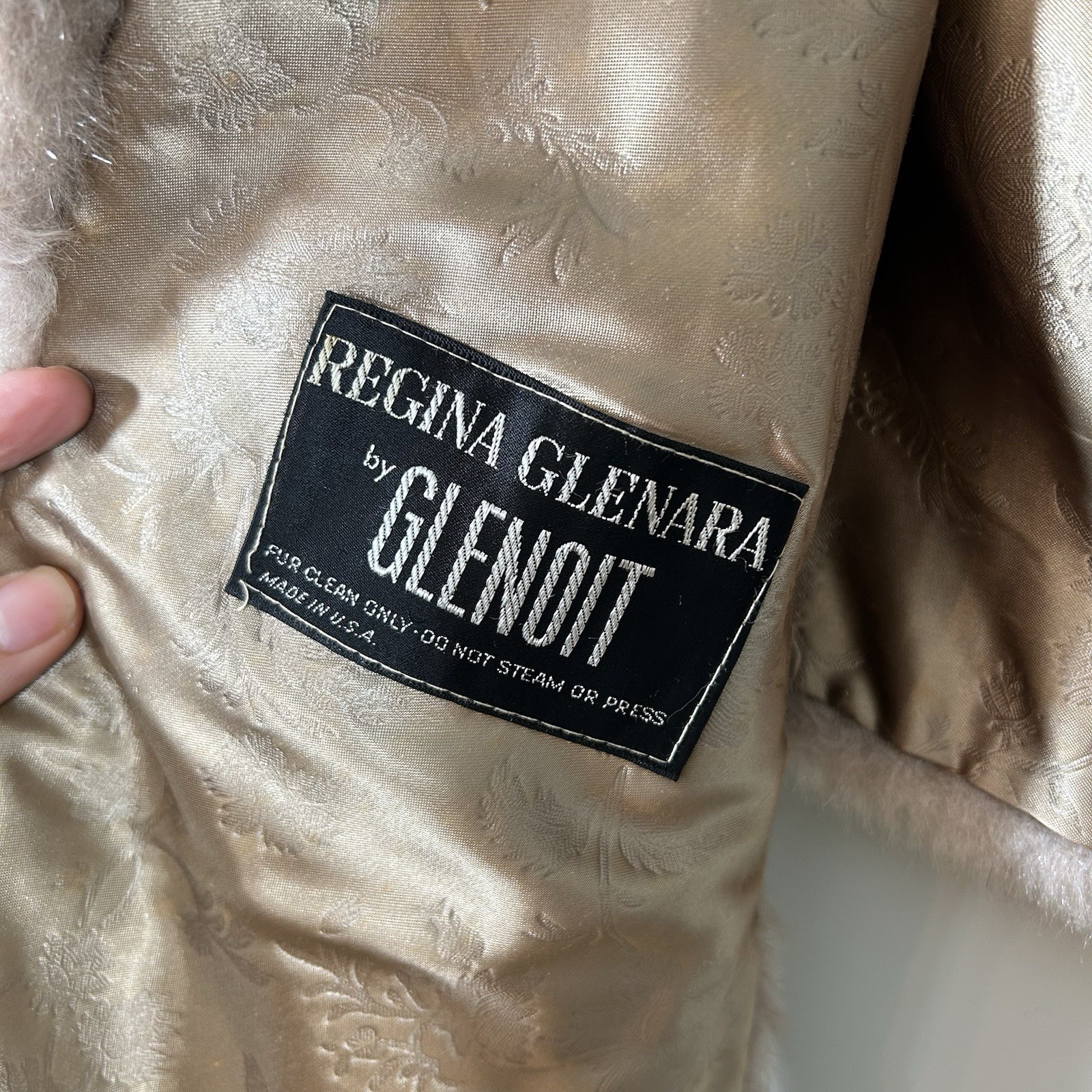 Vintage 50’s Faux Fur Regina Glenara By Glenoit Cape Stole Shawl Beige Brown