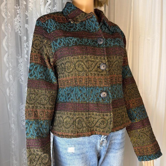 Vintage Flashback cropped tapestry jacket size M