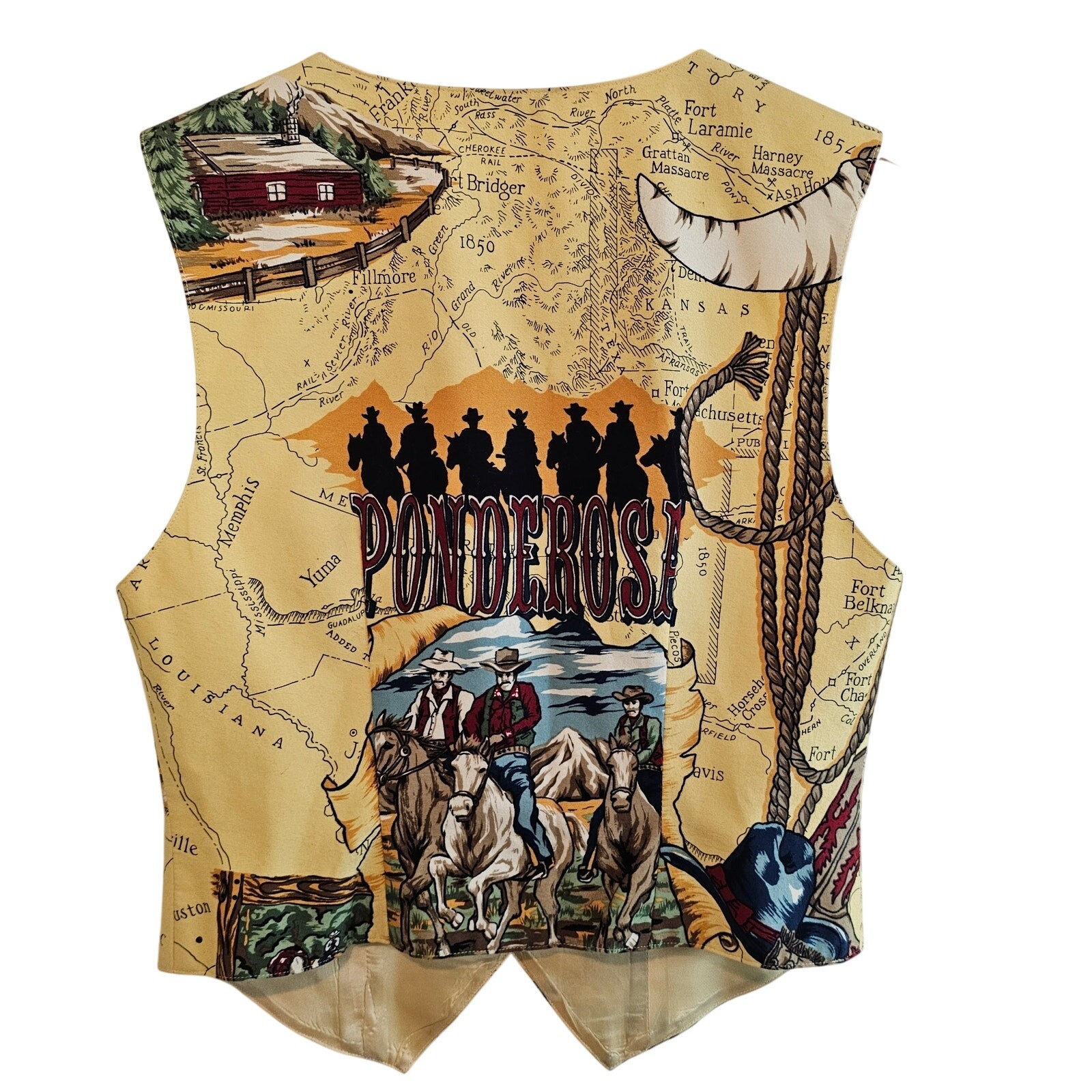 Vintage Sharon Young Vest Womens Sm Yellow Western Cowboy Country Ponderosa 90s