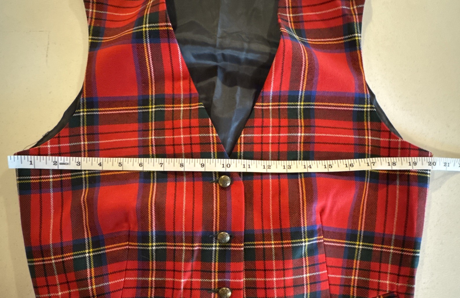 Vtg James Pringle Weavers Wool Vest Royal Stewart Tartan Scottish Clan Size 16