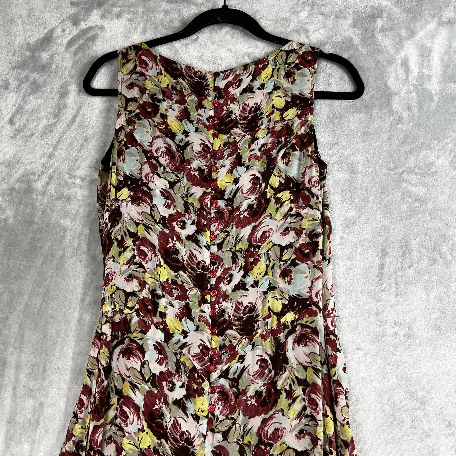 Vintage 80s CACHAREL Dress Max Sleeveless Floral Print Cotton Size 6/38