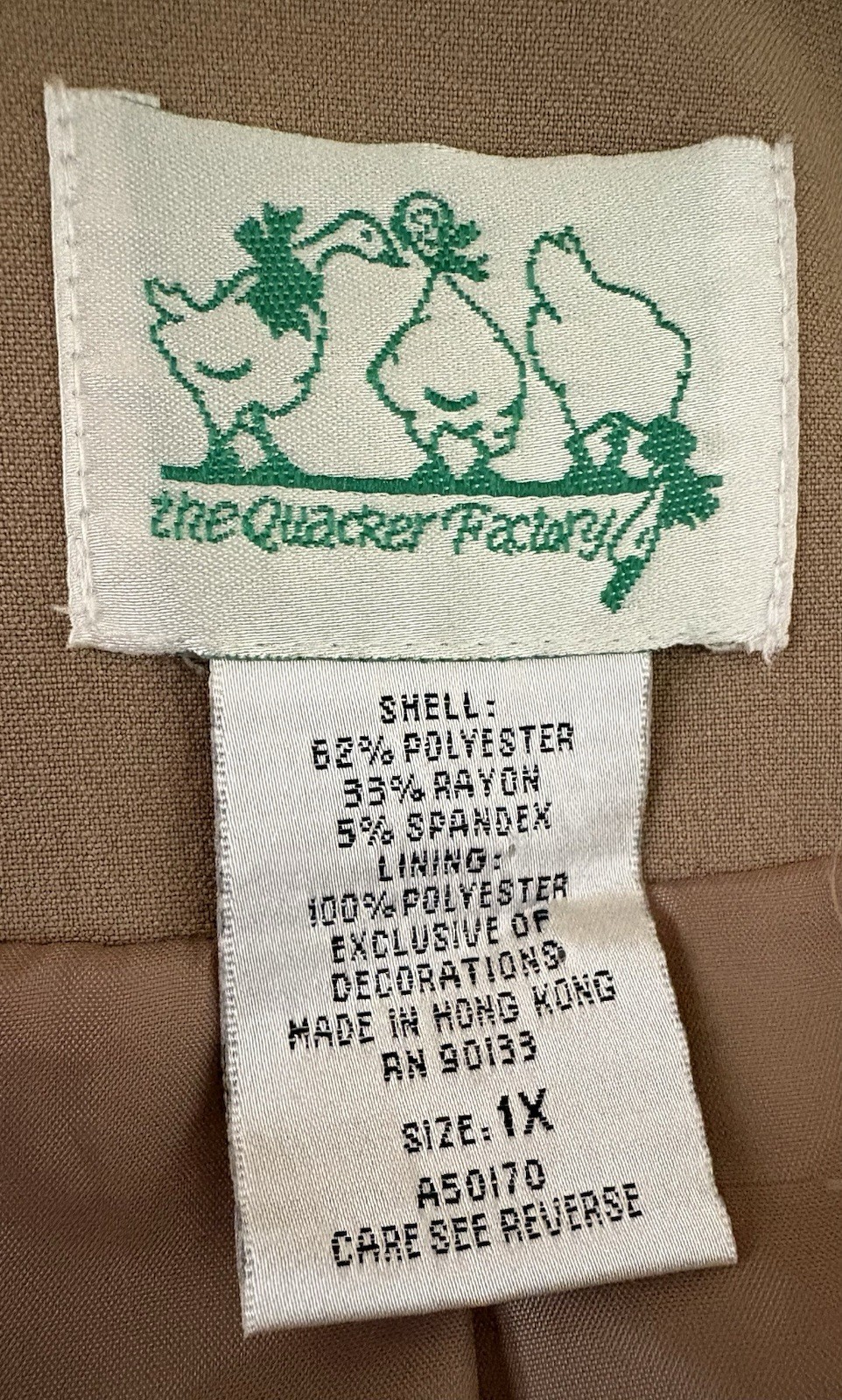 VTG The Quacker Factory 1X Embroidered Giraffe Blazer Camel Khaki Retro Safari