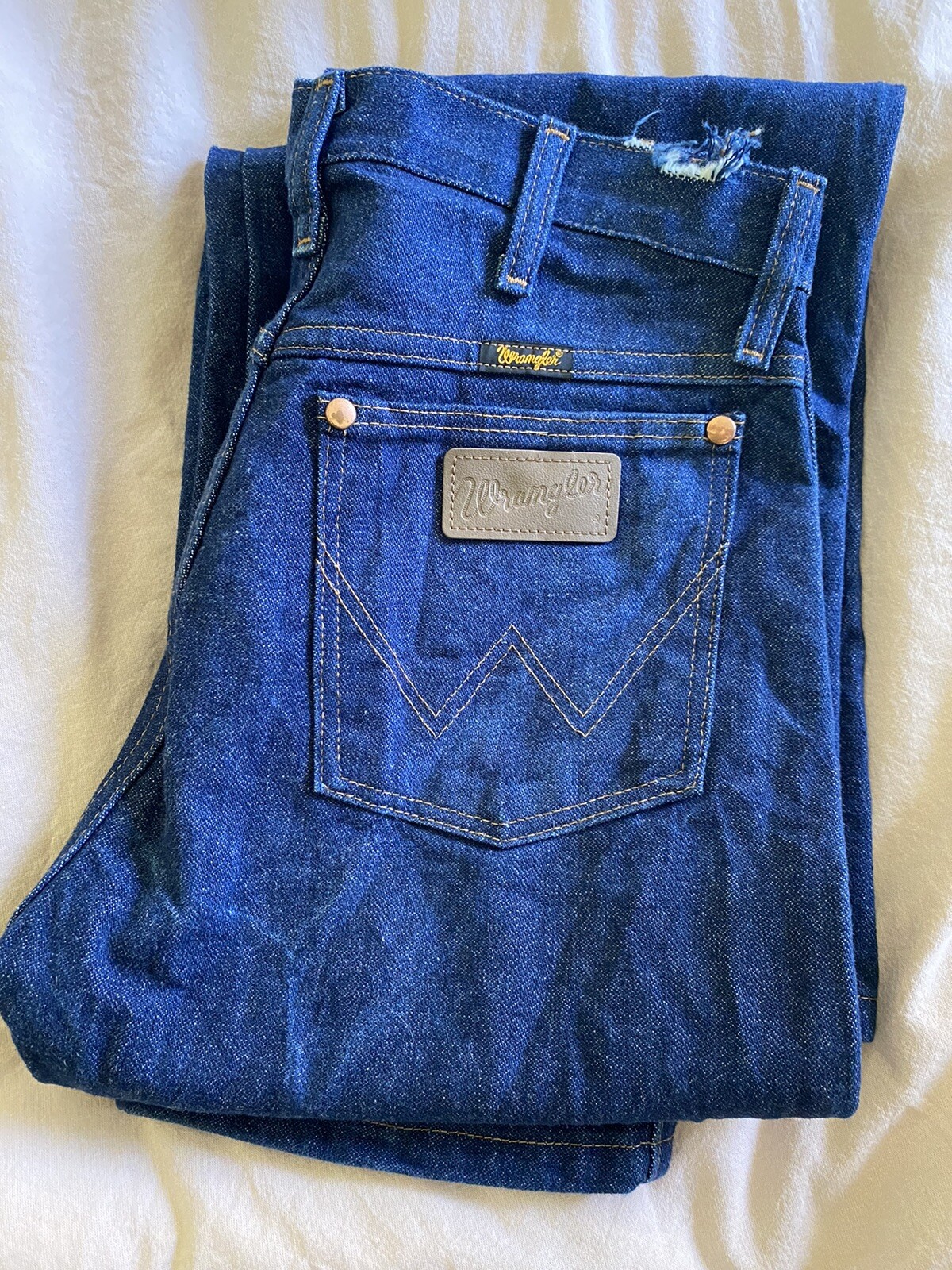 Vintage Wrangler Jeans 80s Dark Denim Straight Leg High Waisted 13MWZ 29 x 32