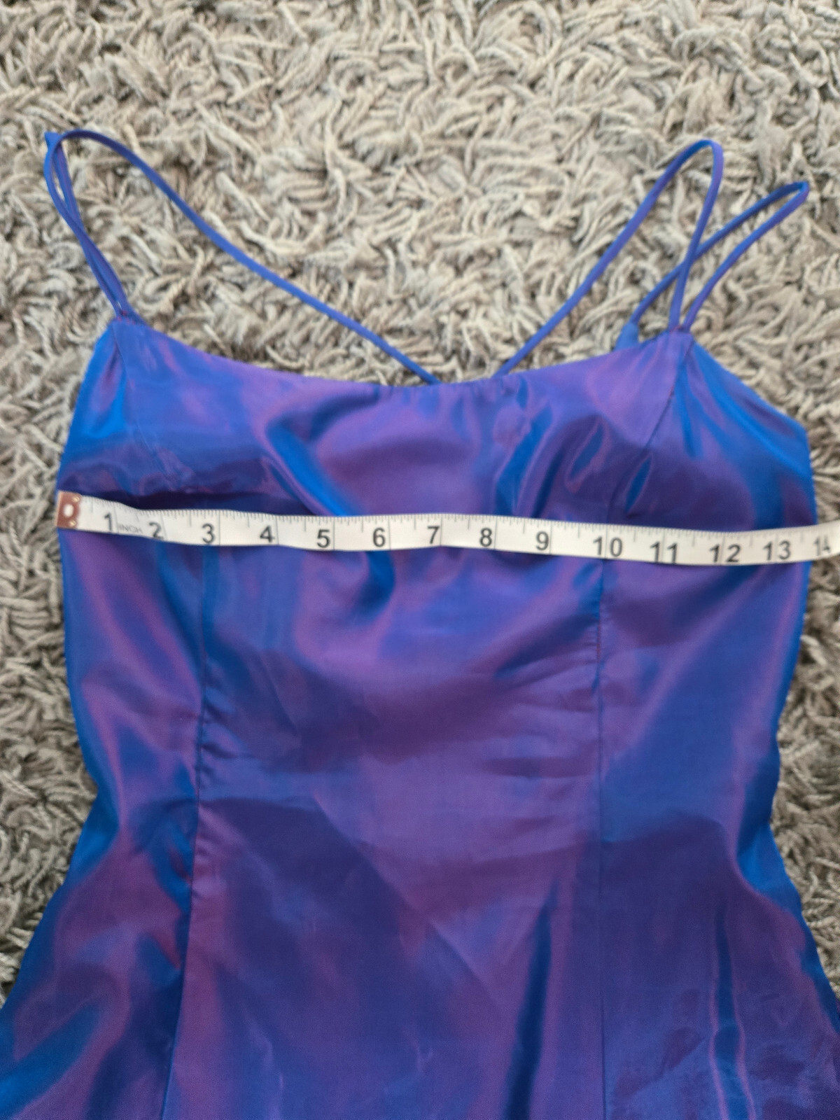 Vintage 1990s Y2K blue pink irridescent corset back formal gown dress be smart
