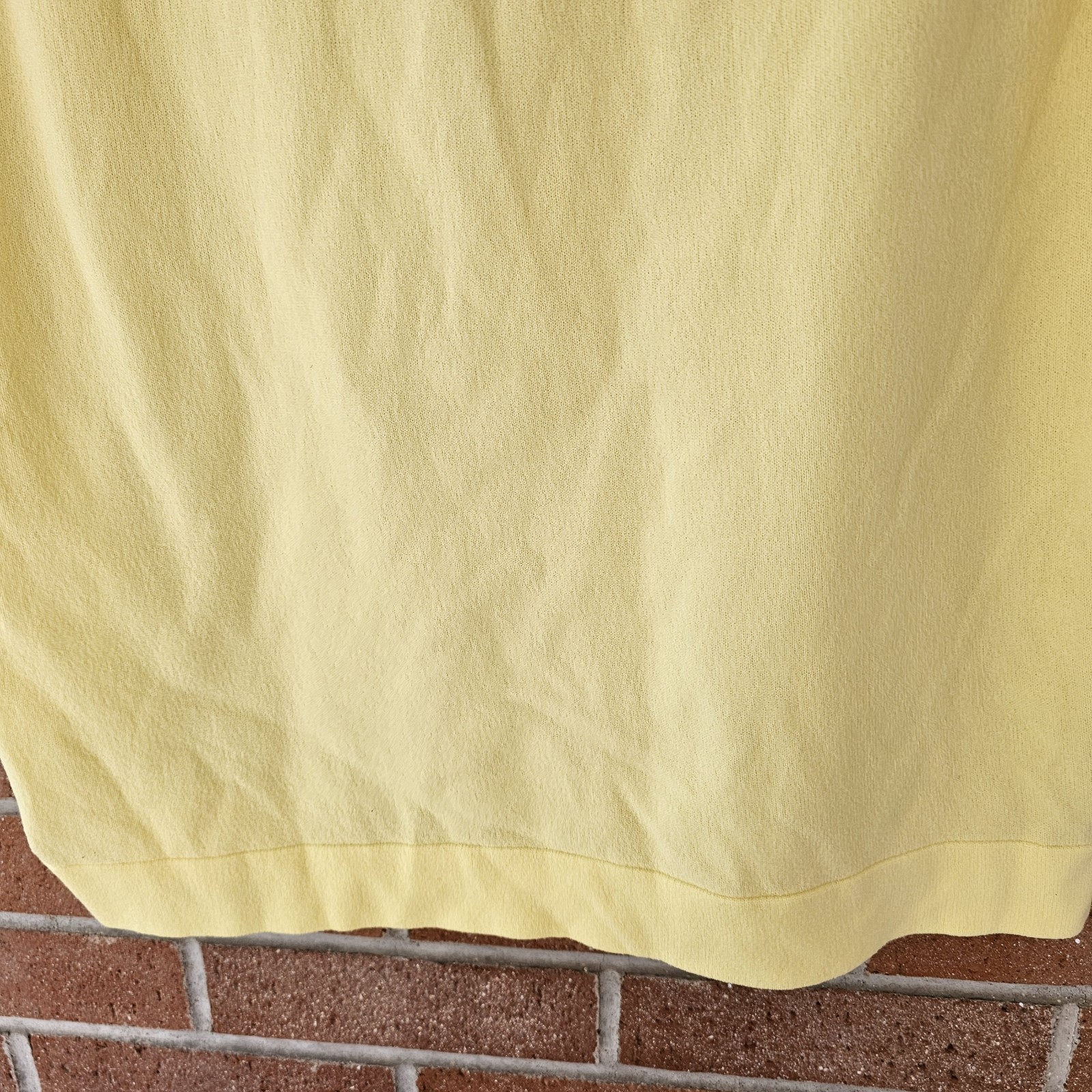 Vtg Designers Action Knit Yellow 100% Antron Nylon Short Sleeve T Shirt Top XL?
