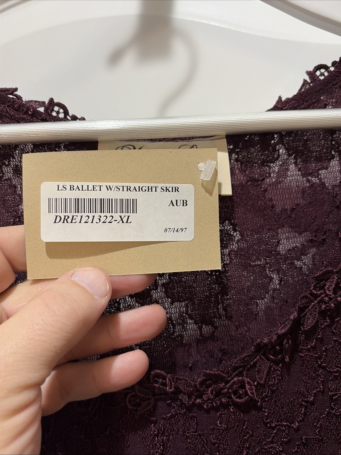 VTG NWT Margot Lea Dress Size XL Lace Accents Burgundy Maxi Long Sleeve USA