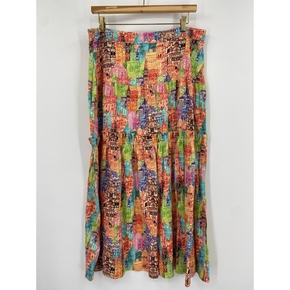 Anthropologie eva franco vila tiered cityscape rainbow skirt