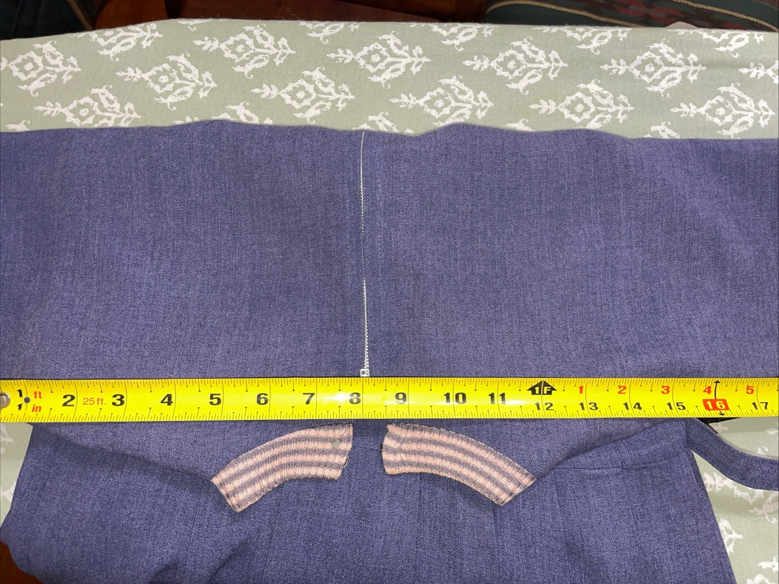 Vtg 30s 40s 50s Chambray Denim Gabardine House Dress M Striped Knit Collar Belt