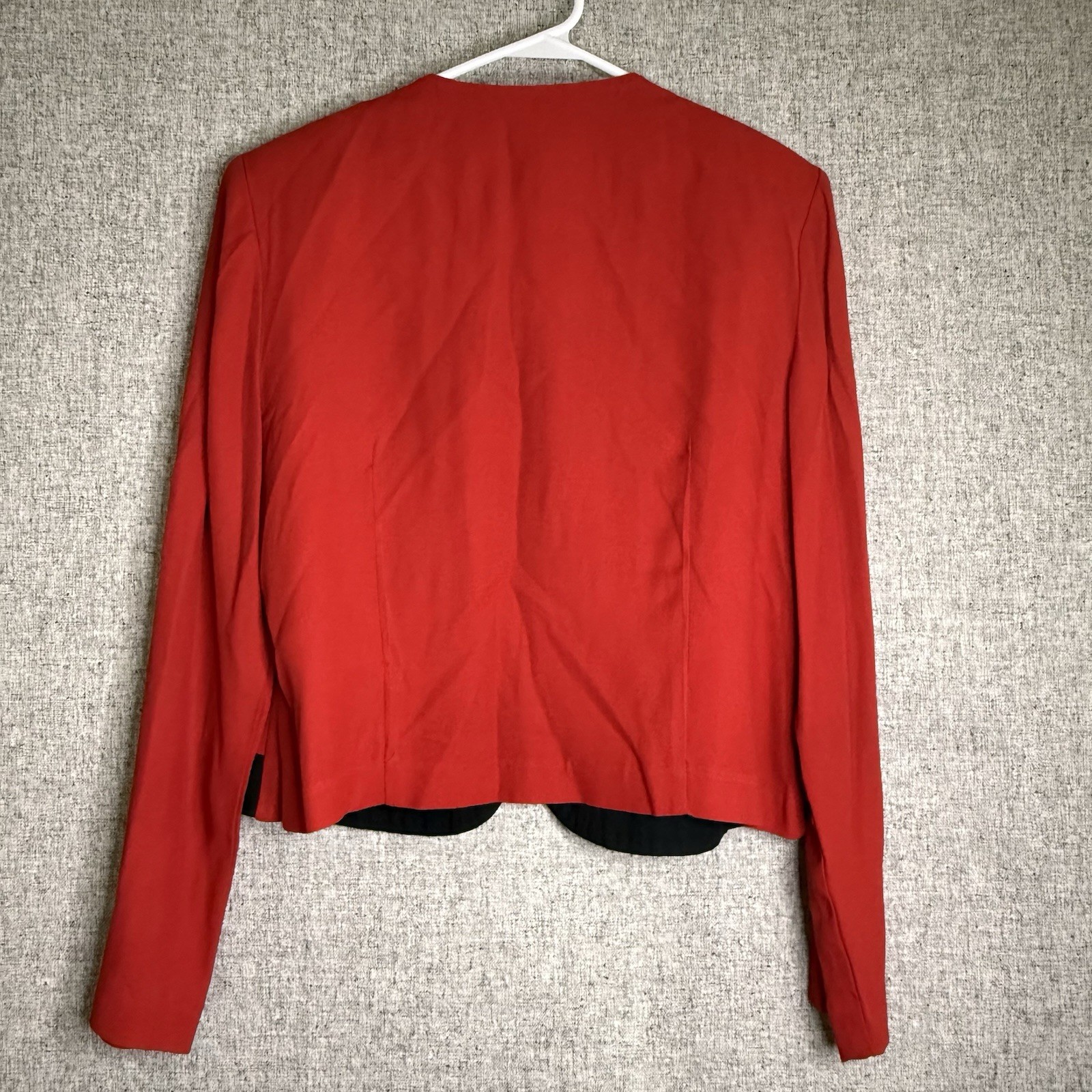 Vintage 80s 90s Red Cropped Jacket Bolero with Black Soutache Trim Size Large P