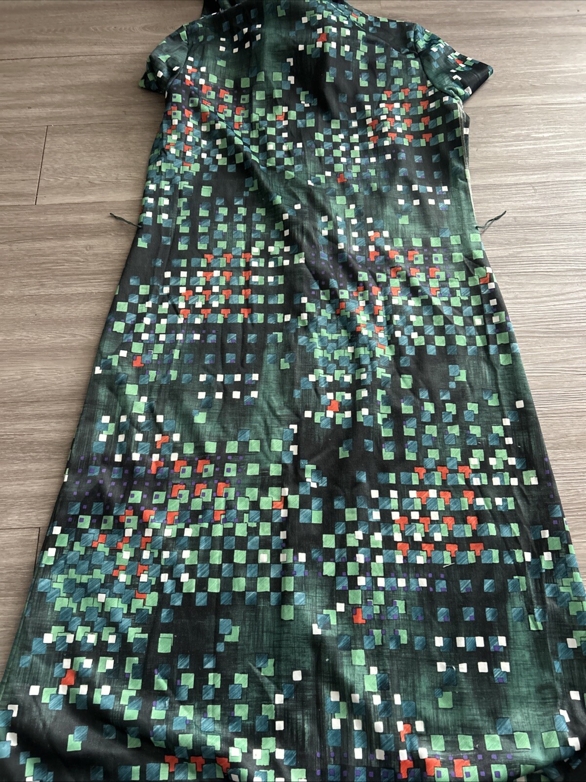 Vintage Jeanne Durrell unique Zip up style full Print polyester Dress Small