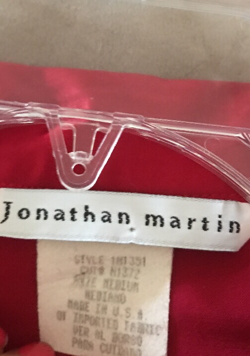 Vintage Y2K Jonathan Martin Blouse Top Button Shirt Red Satin Size M USA
