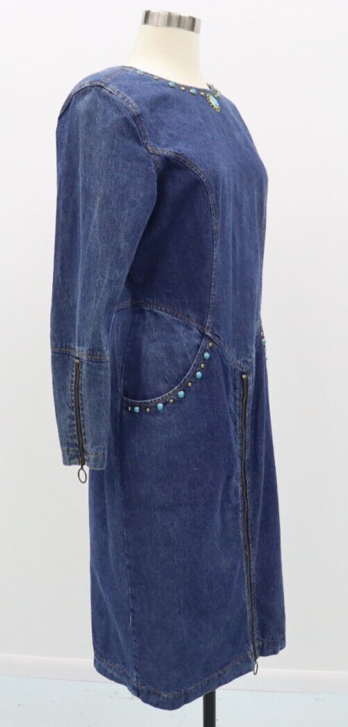 Jou Jou Y2K 1990’s Denim Dress Stones and Gromet Embellishments Size M (Size 8)