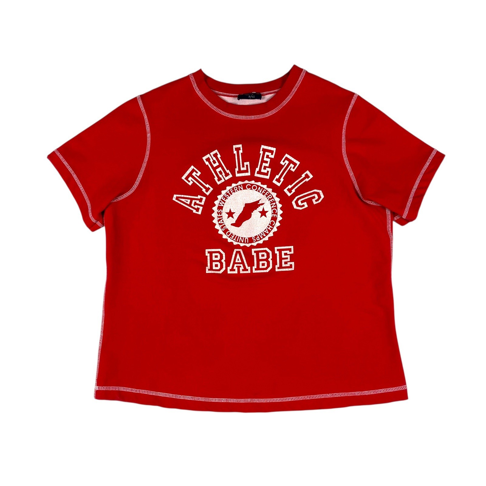 RAG Vtg 90s Y2K Women’s Athletic Babe Thick Heavy T-Shirt