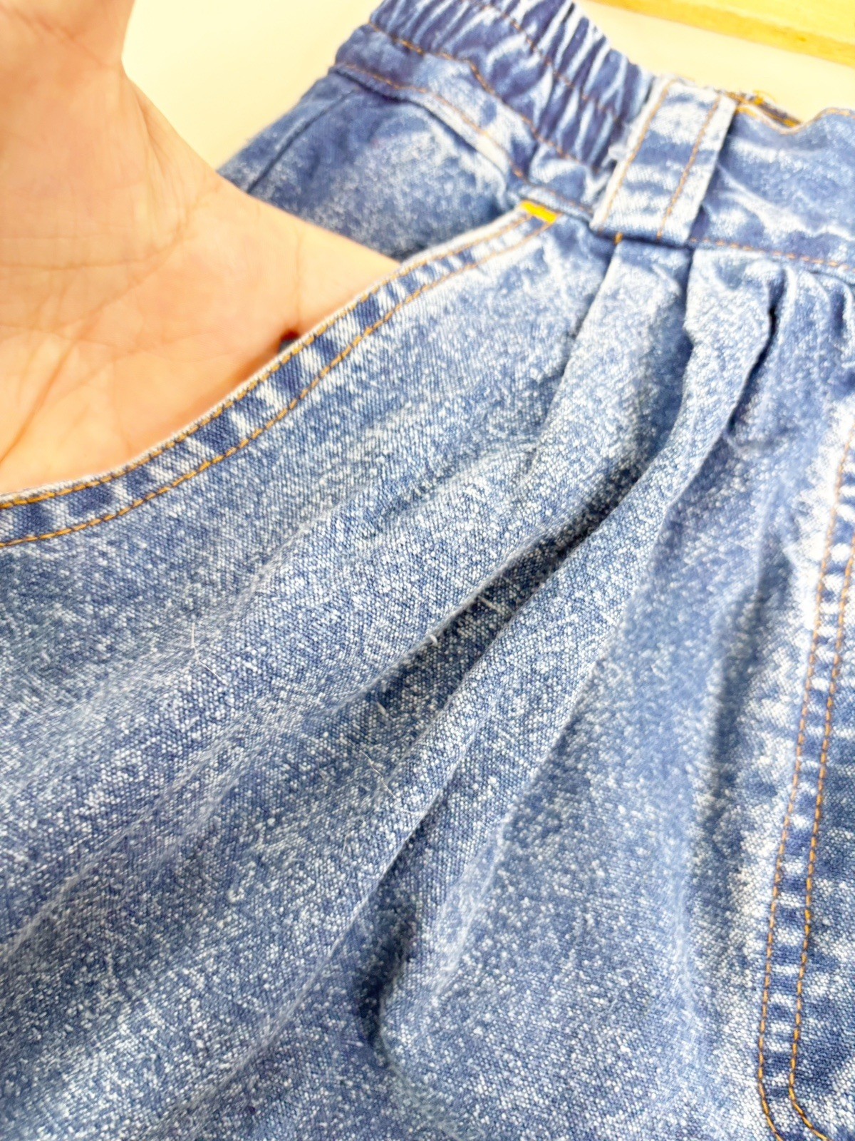 VTG Pretty Bleu Large Beaded Denim Button Shirt & Mom Jeans (26×26) Set GUC
