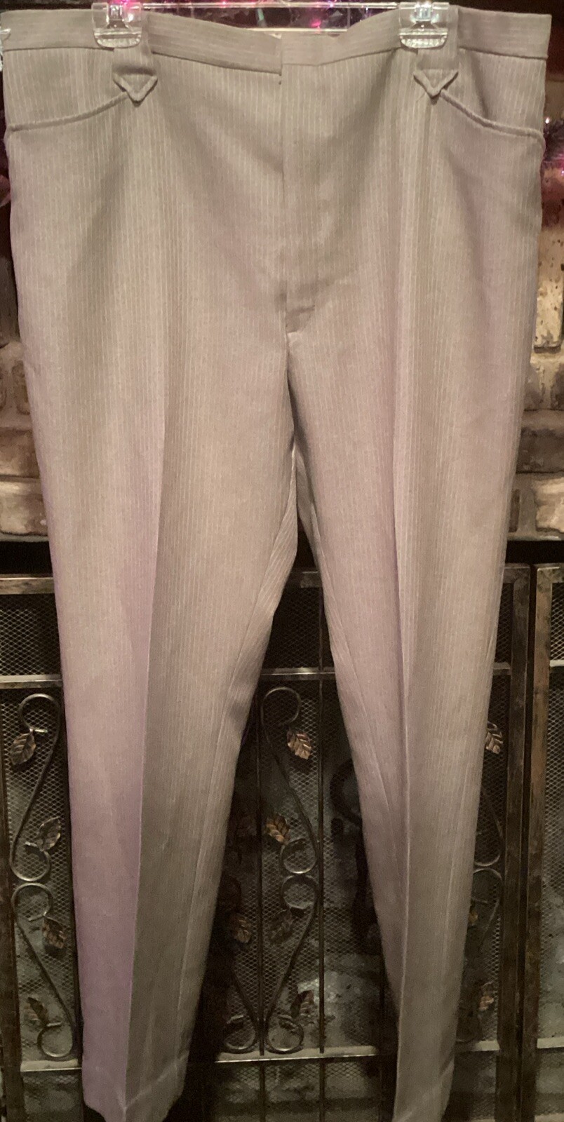 Vtg DC Dee Cee Brand Western Wear Pants Brown Striped 42×33 Pearl Snap