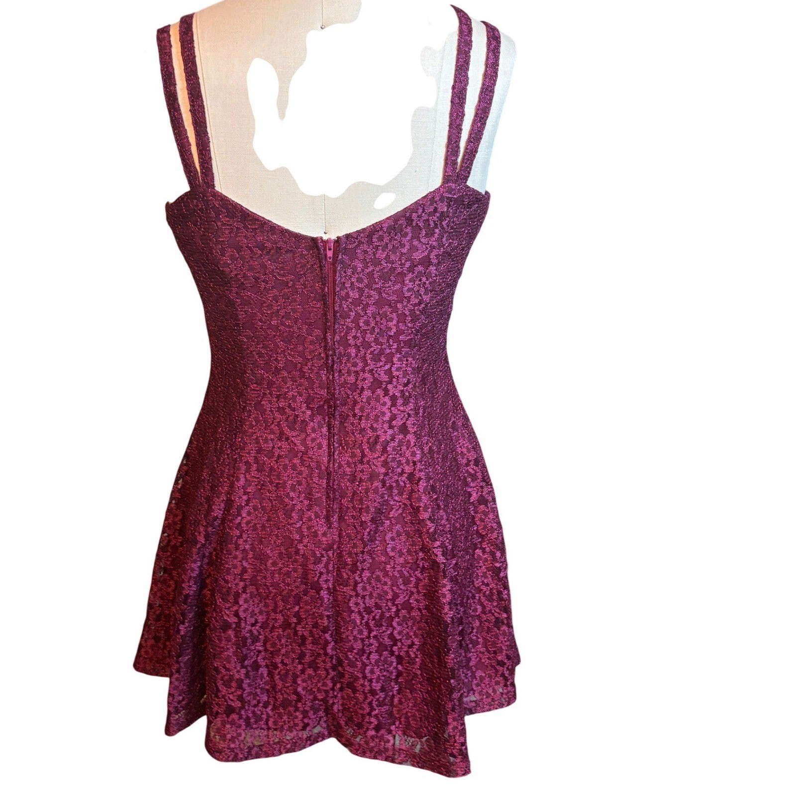 All That Jazz Lace Mini Dress Womens 5/6 Magenta fairycore 90s Shimmer Vintage
